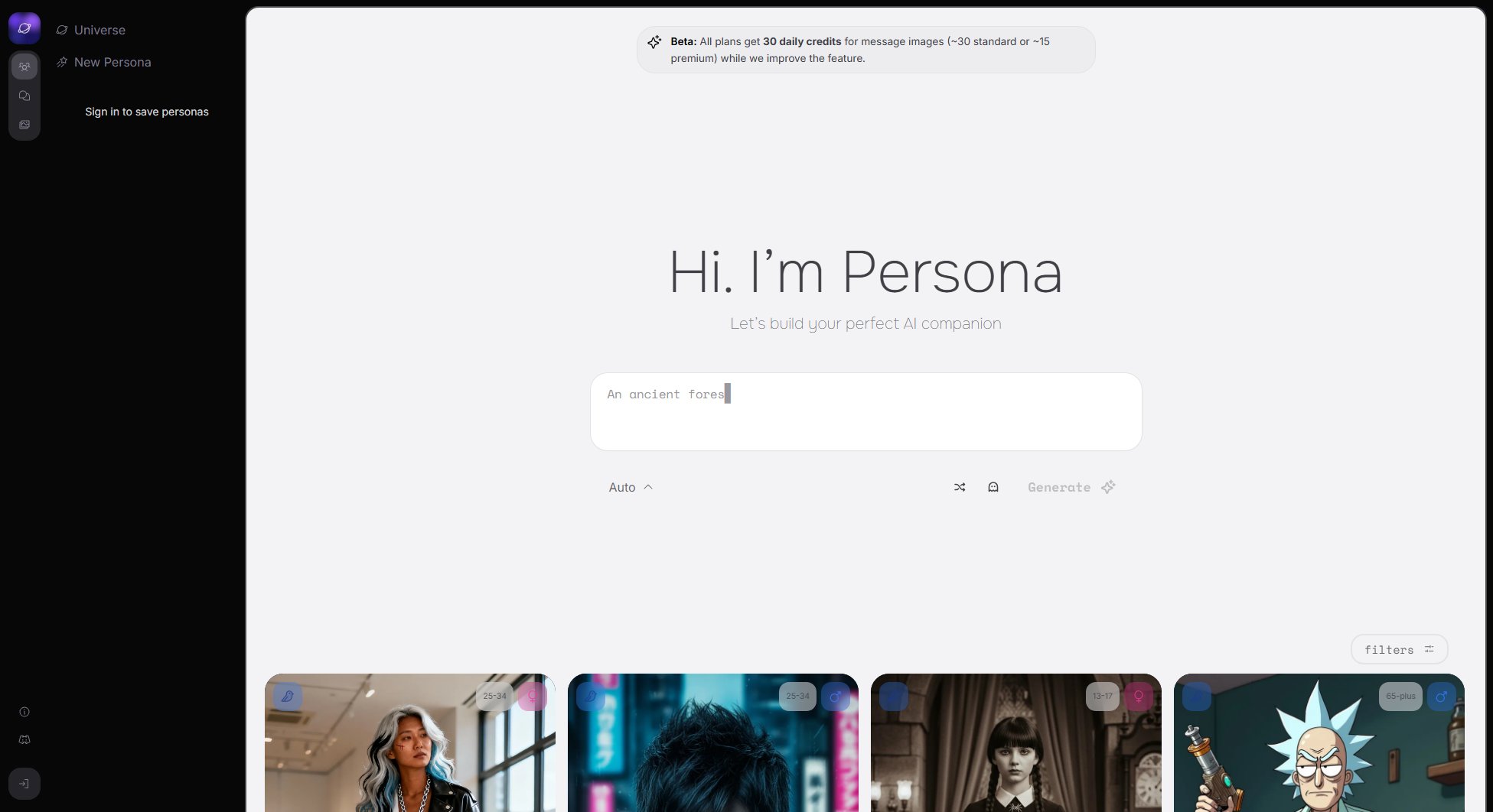 Persona - AI Persona Generator Persona - AI Persona Generator Interface & Screenshots Persona - AI Persona Generator Persona - AI Persona Generator Interface & Screenshots