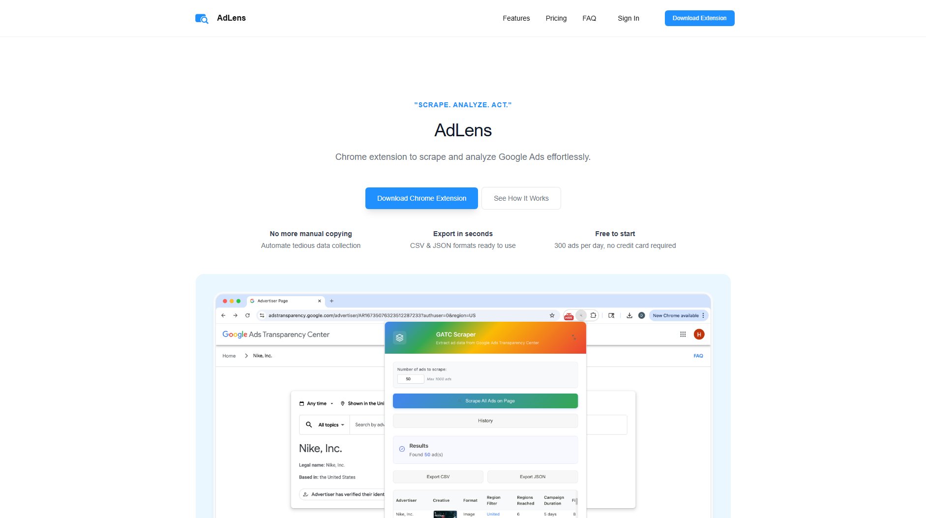 AdLens AdLens Interface & Screenshots
