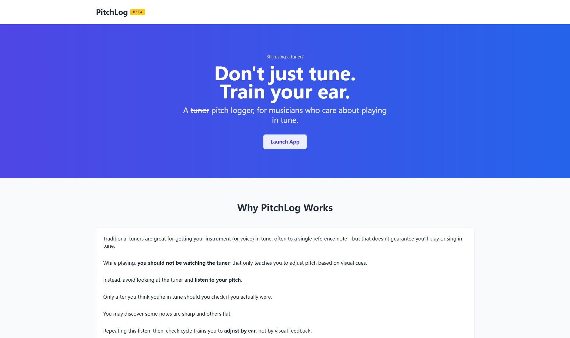 PitchLog PitchLog Interface & Screenshots