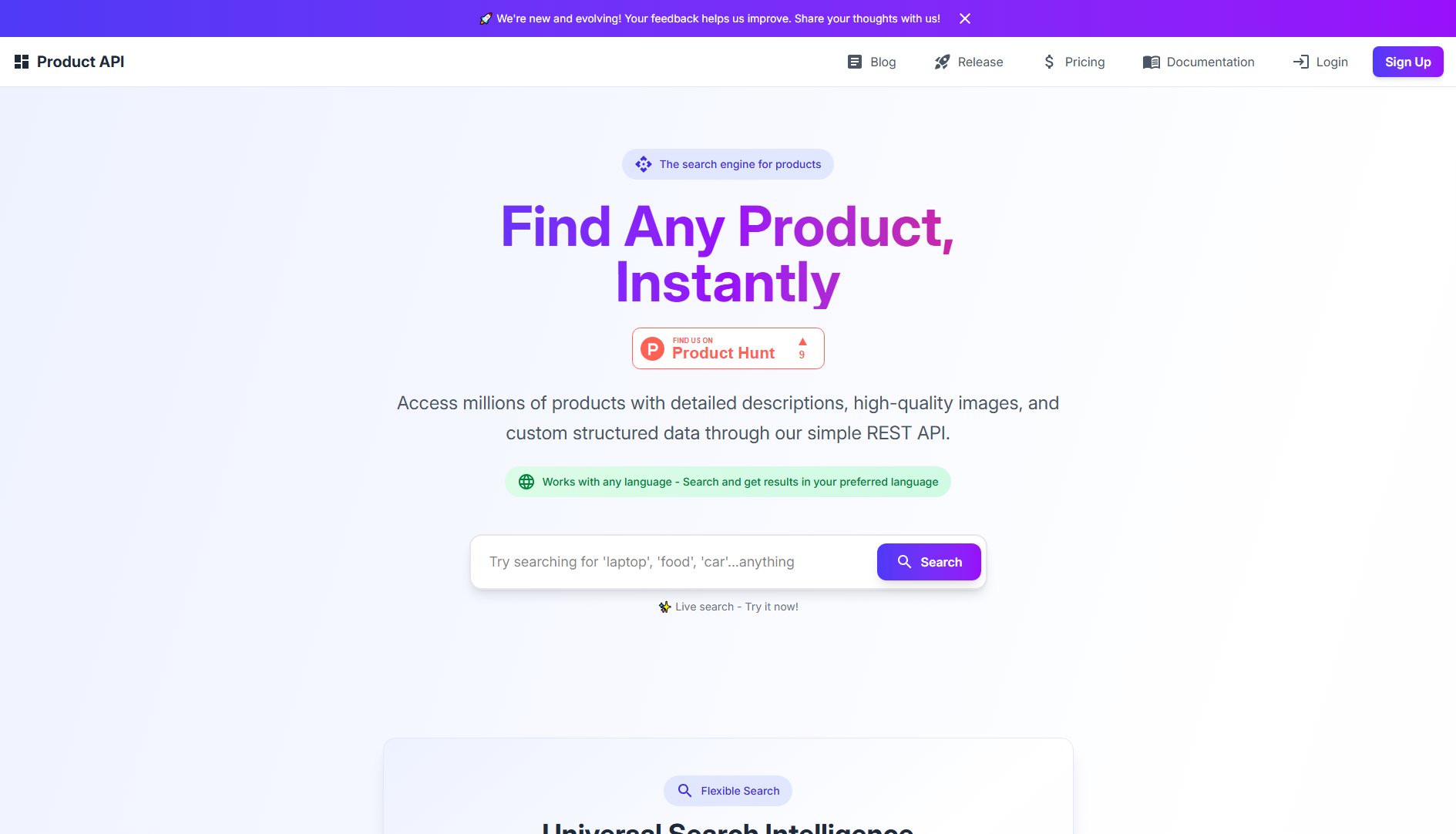 Product Search API Product Search API Interface & Screenshots
