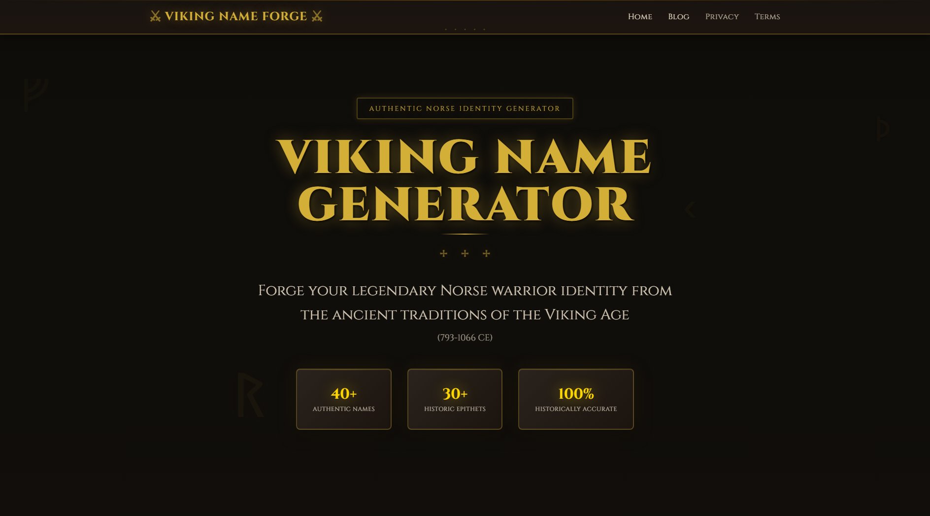 Viking Name Forge Viking Name Forge Interface & Screenshots