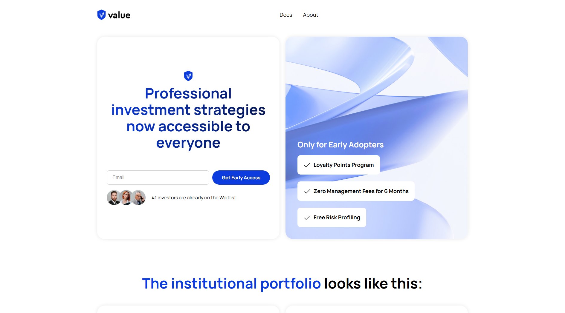 Value Value Interface & Screenshots