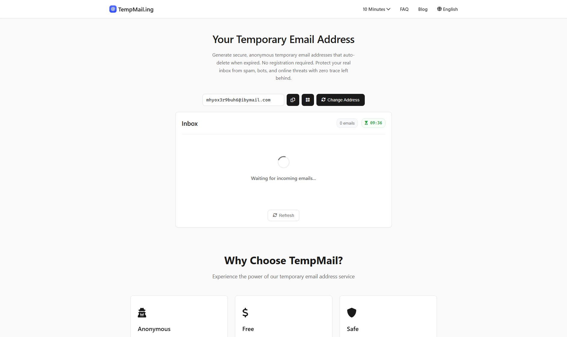 TempMail TempMail Interface & Screenshots