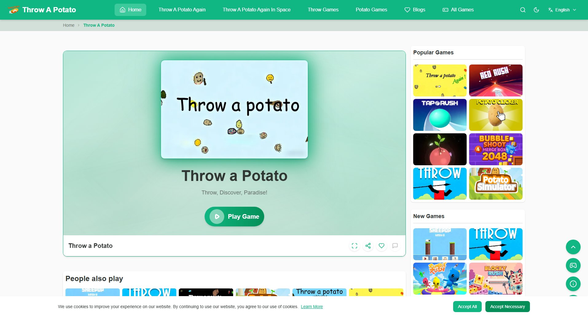 Throw a Potato Throw a Potato Interface & Screenshots Throw a Potato Throw a Potato Interface & Screenshots