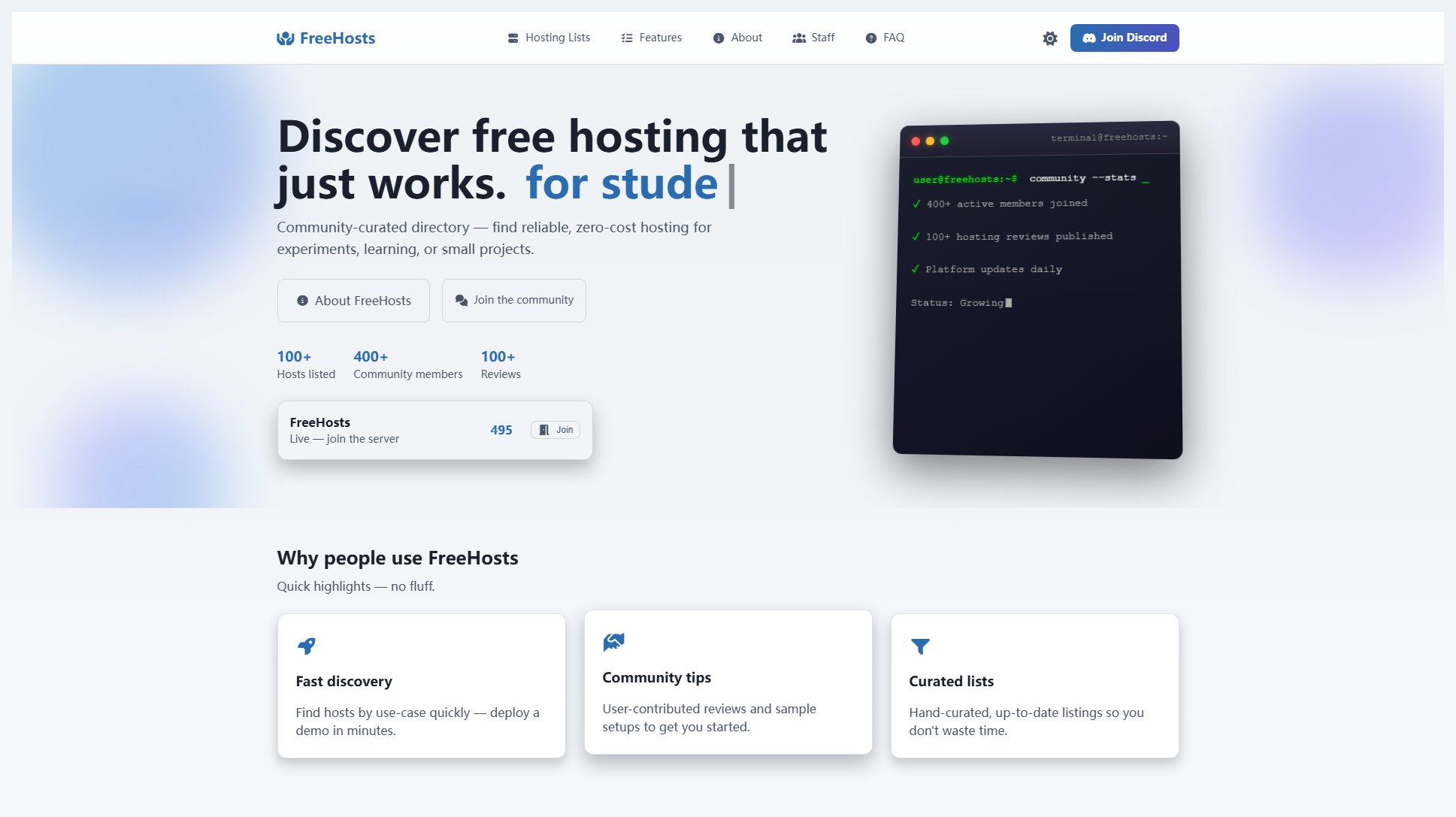 FreeHosts FreeHosts Interface & Screenshots FreeHosts FreeHosts Interface & Screenshots
