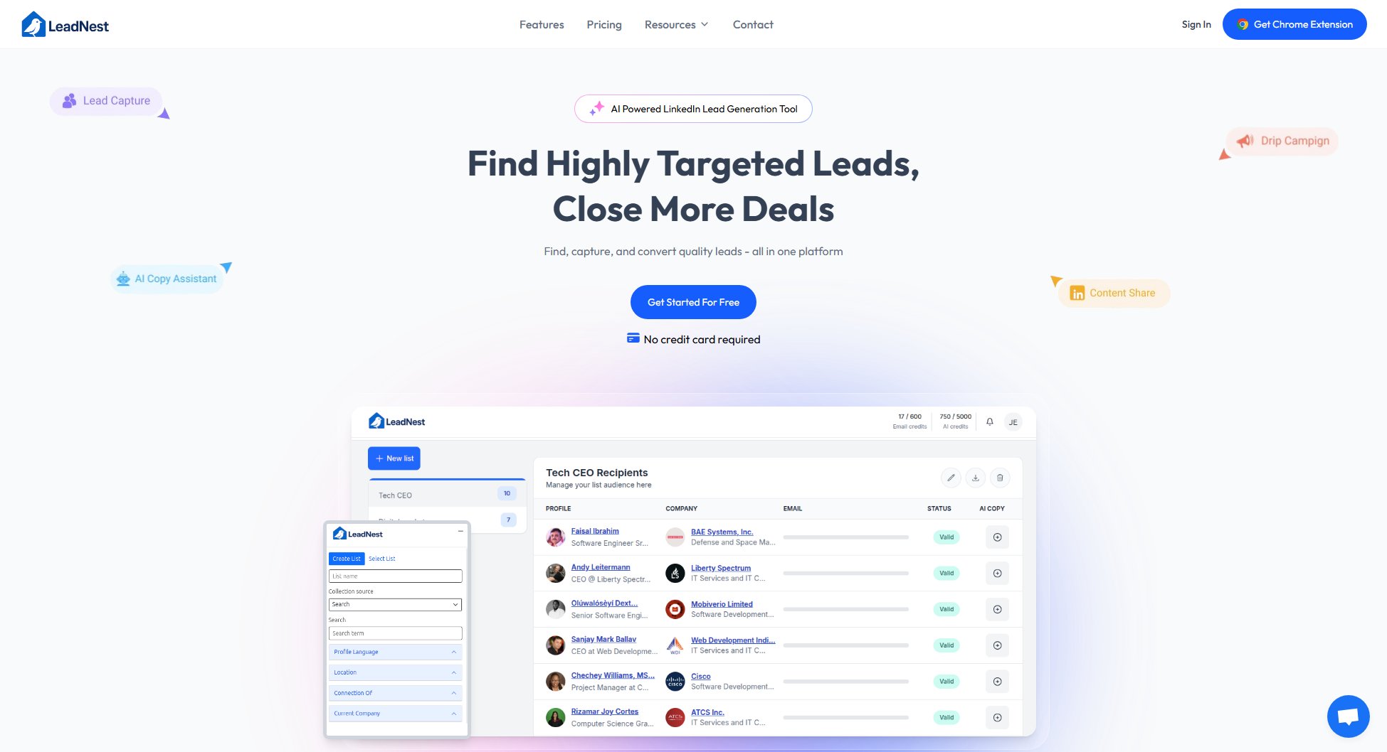 LeadNest LeadNest Interface & Screenshots
