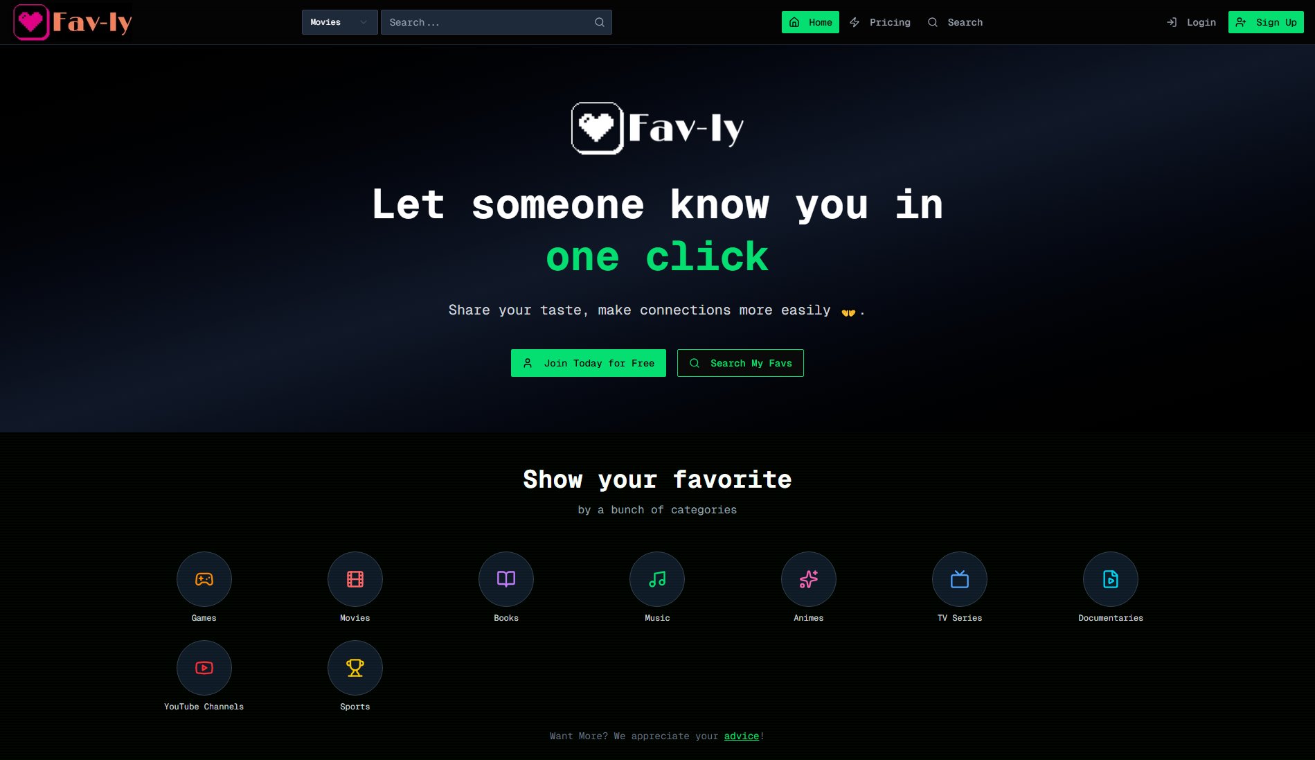 Favly Favly Interface & Screenshots