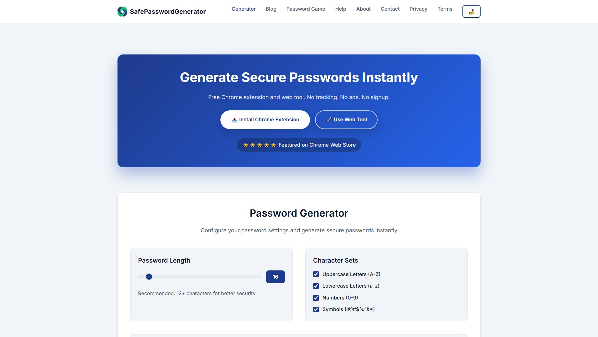 Safe Password Generator Safe Password Generator Interface & Screenshots