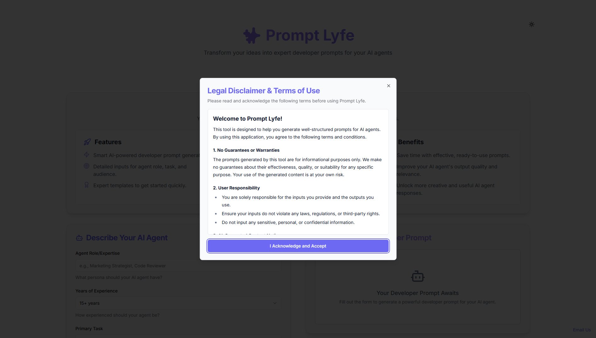 Prompt Lyfe Prompt Lyfe Interface & Screenshots