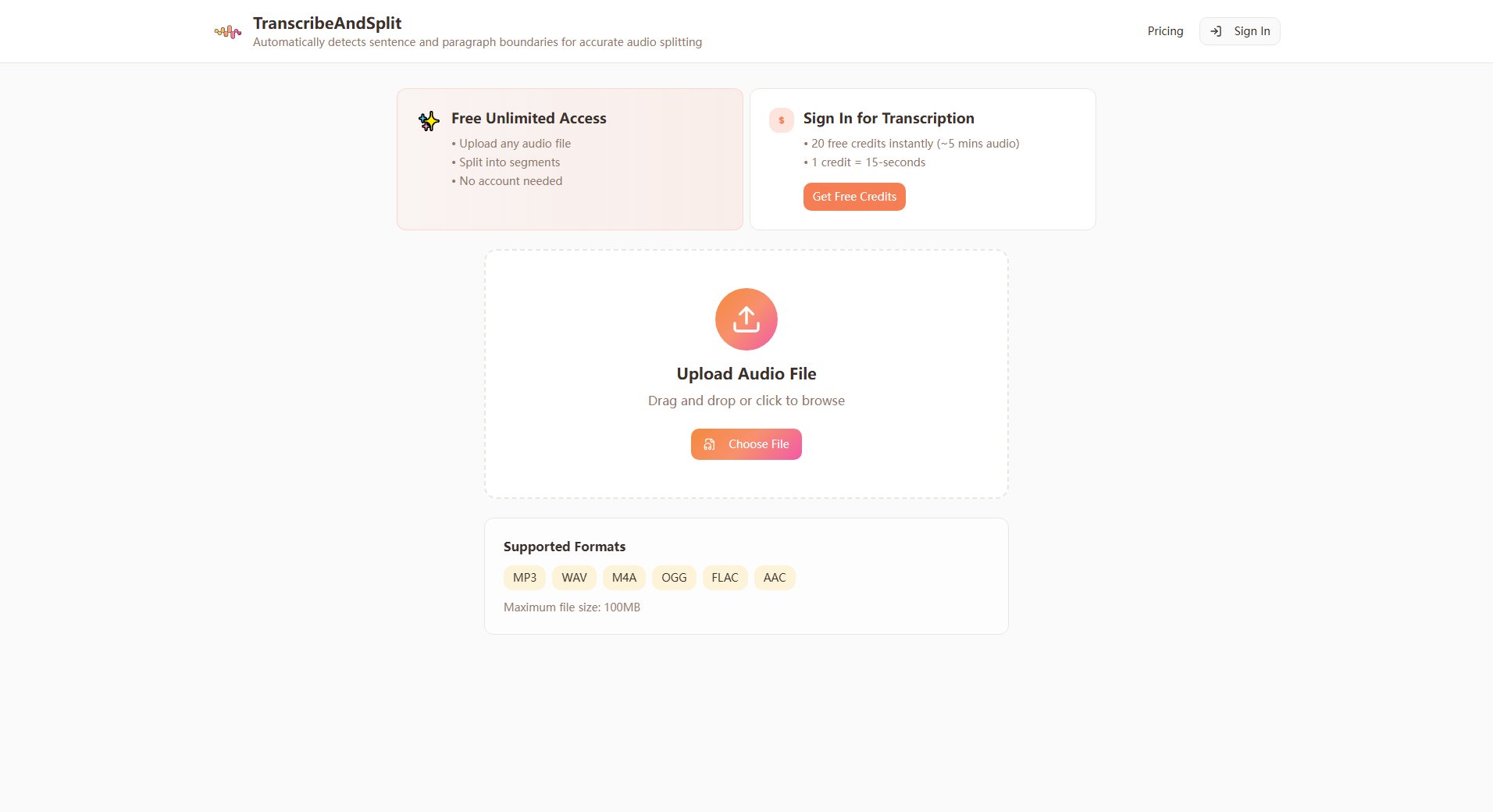 TranscribeAndSplit TranscribeAndSplit Interface & Screenshots TranscribeAndSplit TranscribeAndSplit Interface & Screenshots