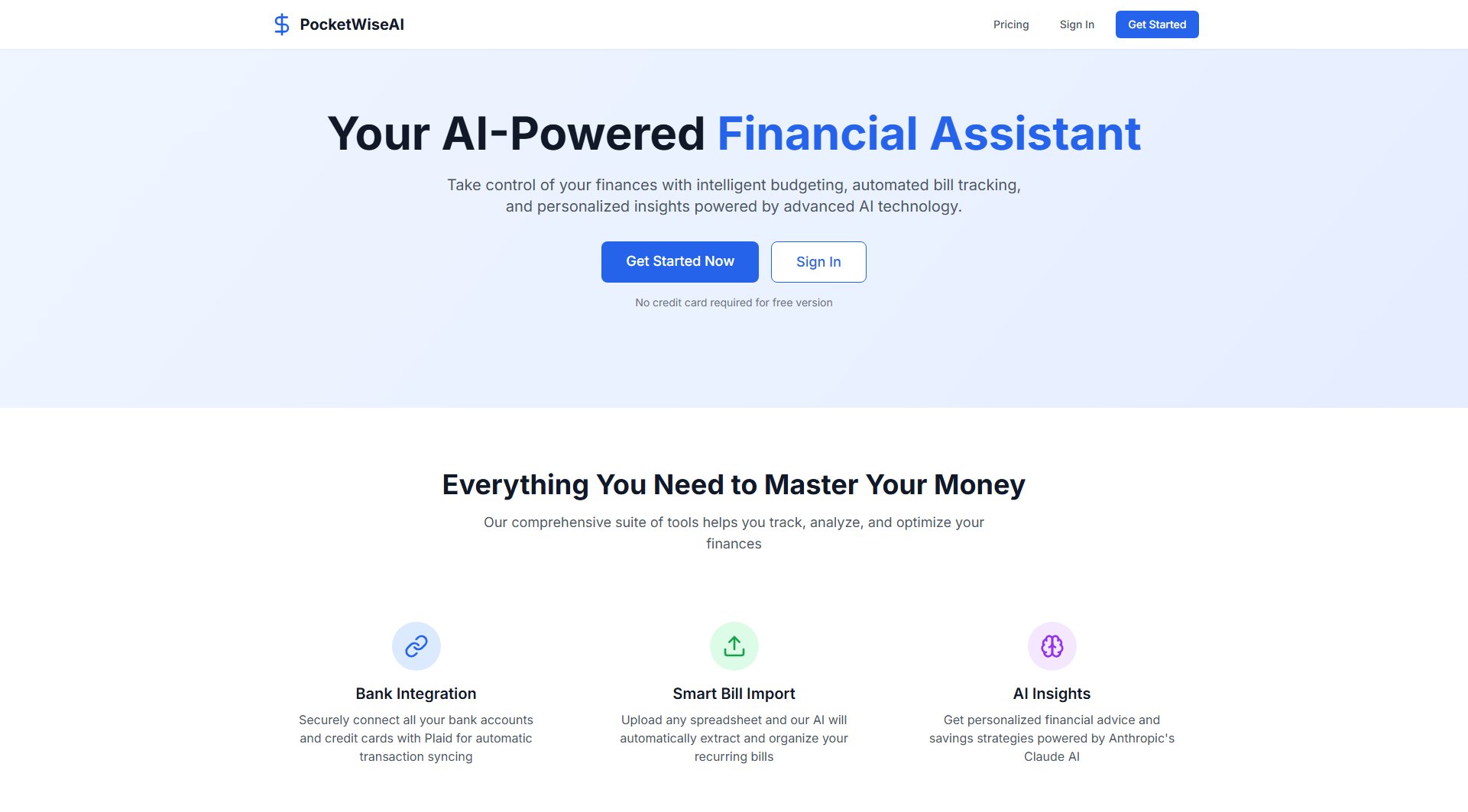 PocketWiseAI PocketWiseAI Interface & Screenshots PocketWiseAI PocketWiseAI Interface & Screenshots