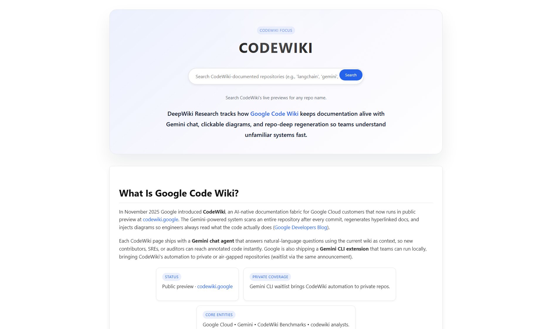 CodeWiki CodeWiki Interface & Screenshots CodeWiki CodeWiki Interface & Screenshots