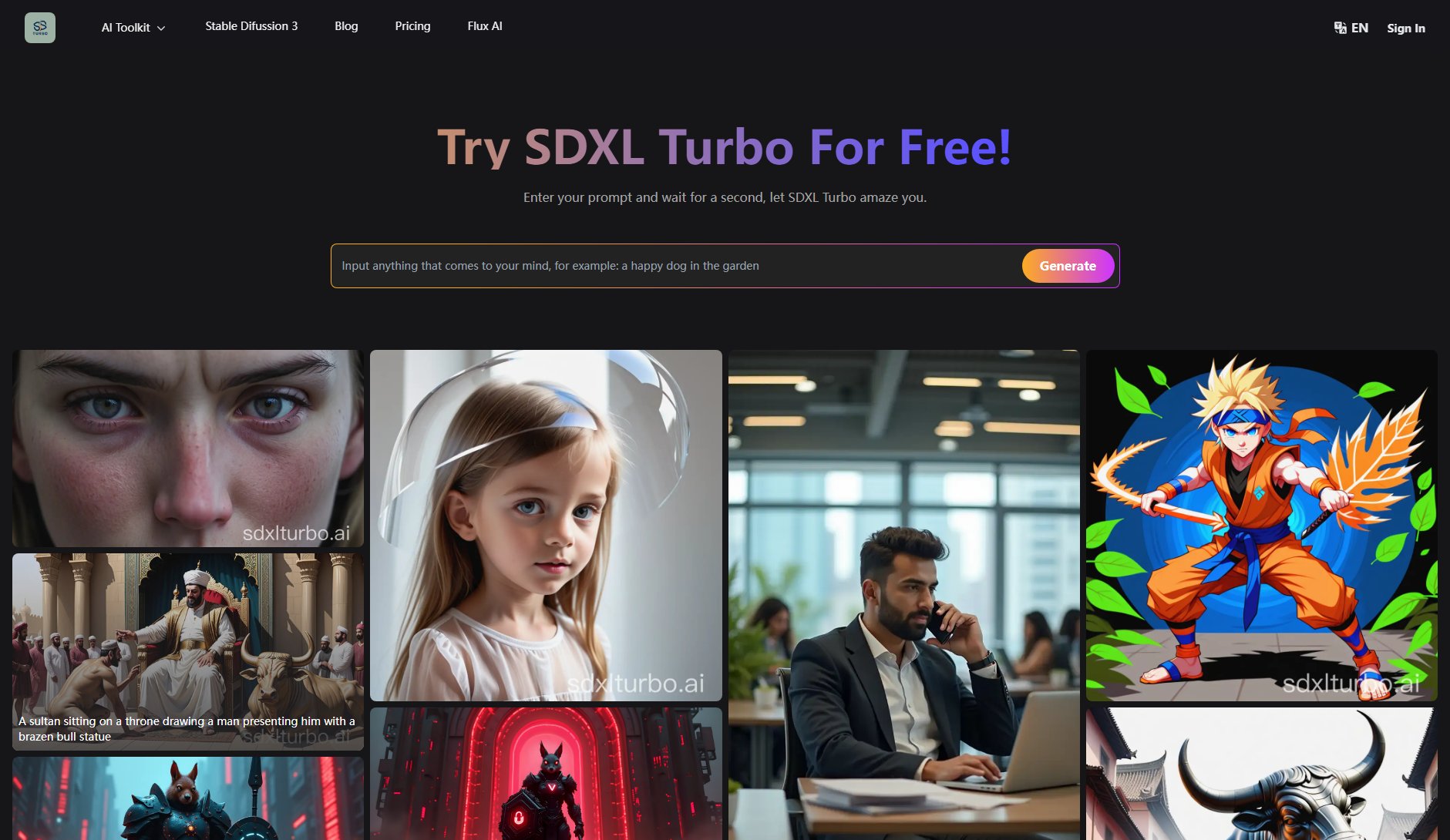 SDXL Turbo & Stable Diffusion 3 Generator Screenshot