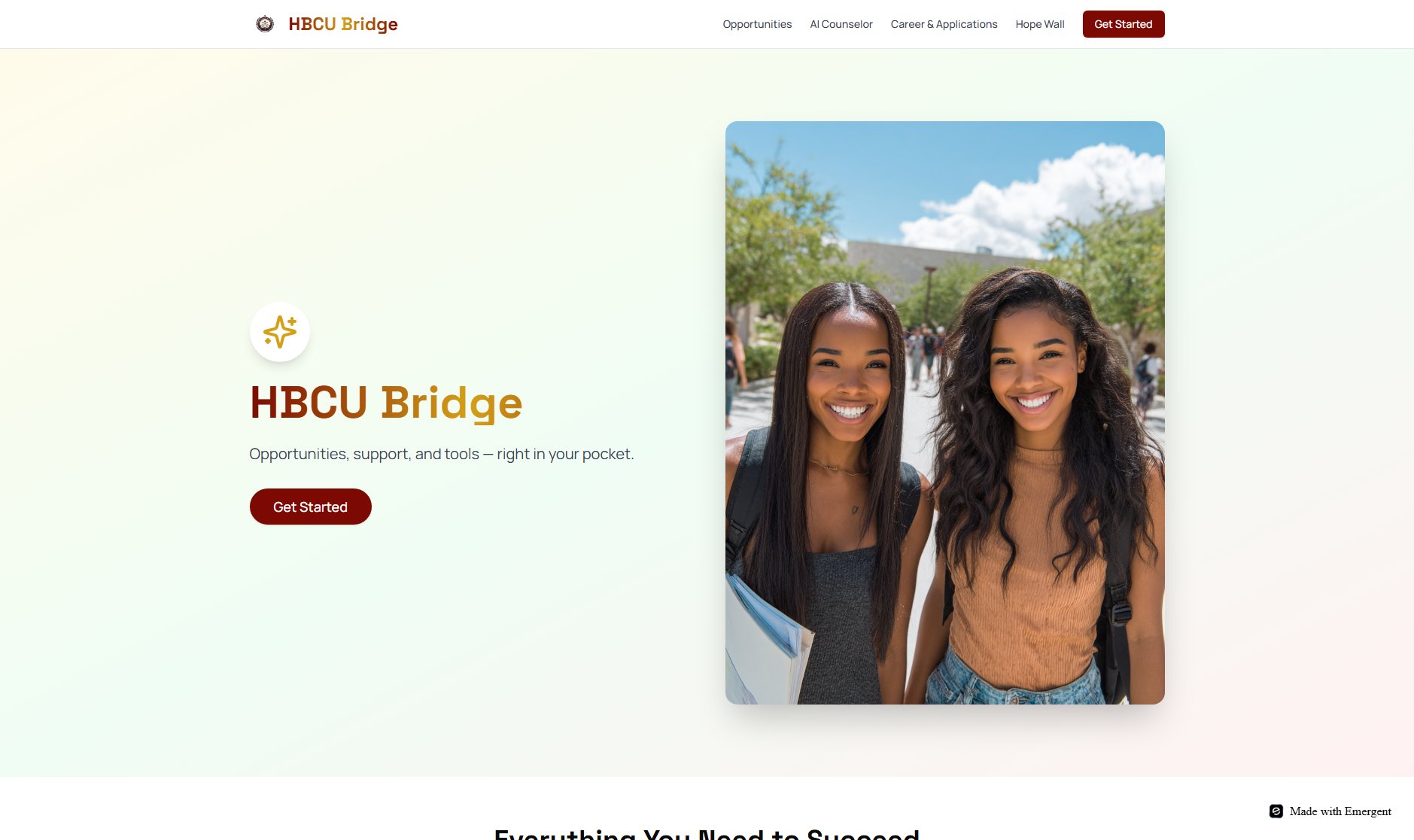 HBCU Bridge HBCU Bridge Interface & Screenshots HBCU Bridge HBCU Bridge Interface & Screenshots