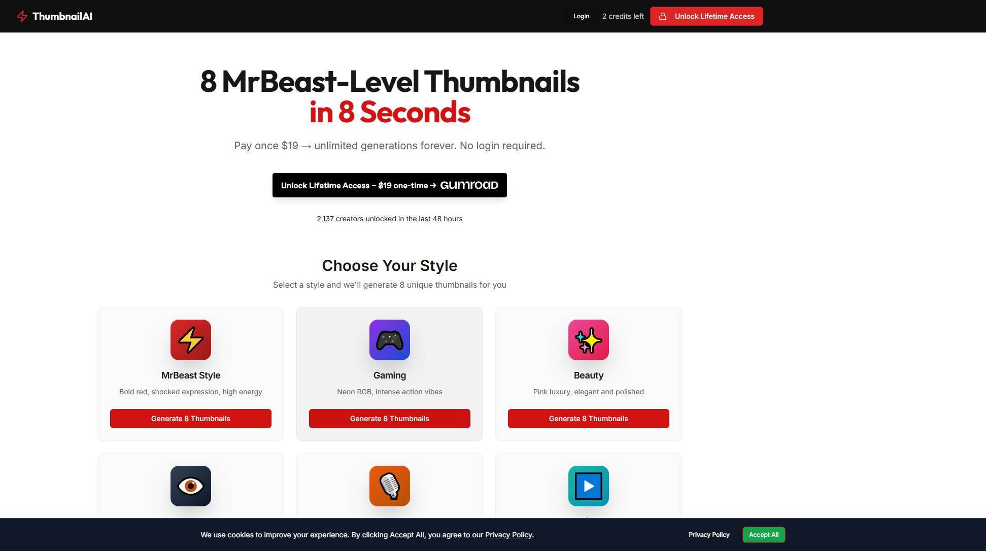 AI Thumbnail Generator AI Thumbnail Generator Interface & Screenshots