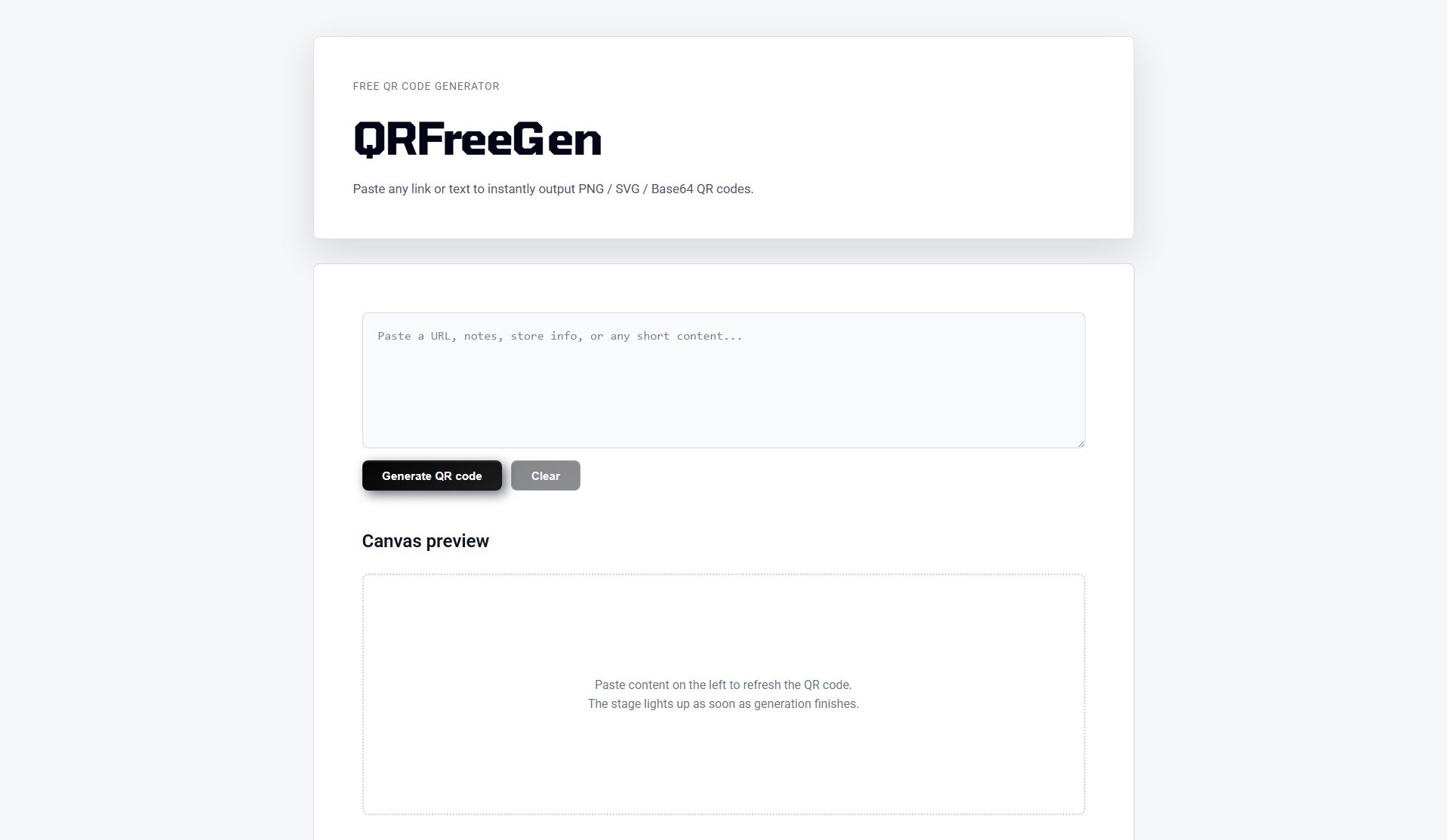QRFreeGen QRFreeGen Interface & Screenshots