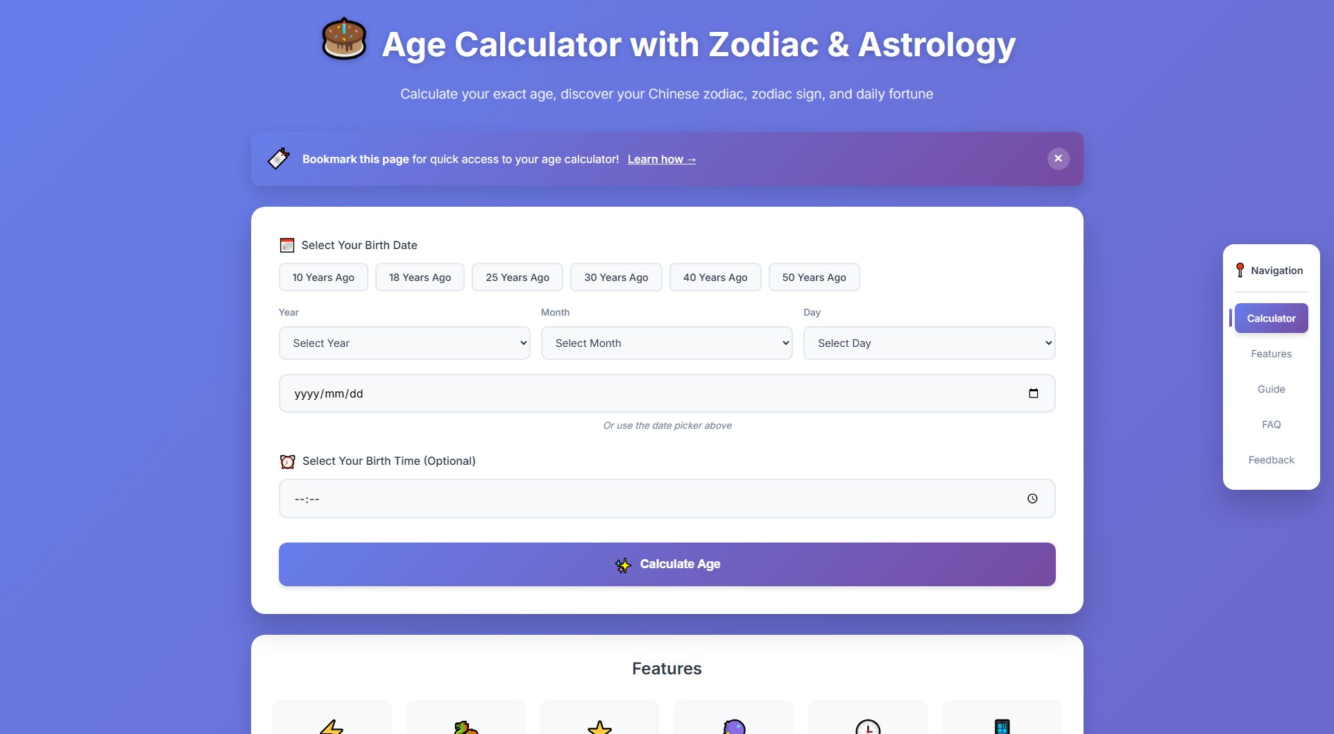 Age Calculator with Zodiac & Astrology Age Calculator with Zodiac & Astrology Interface & Screenshots