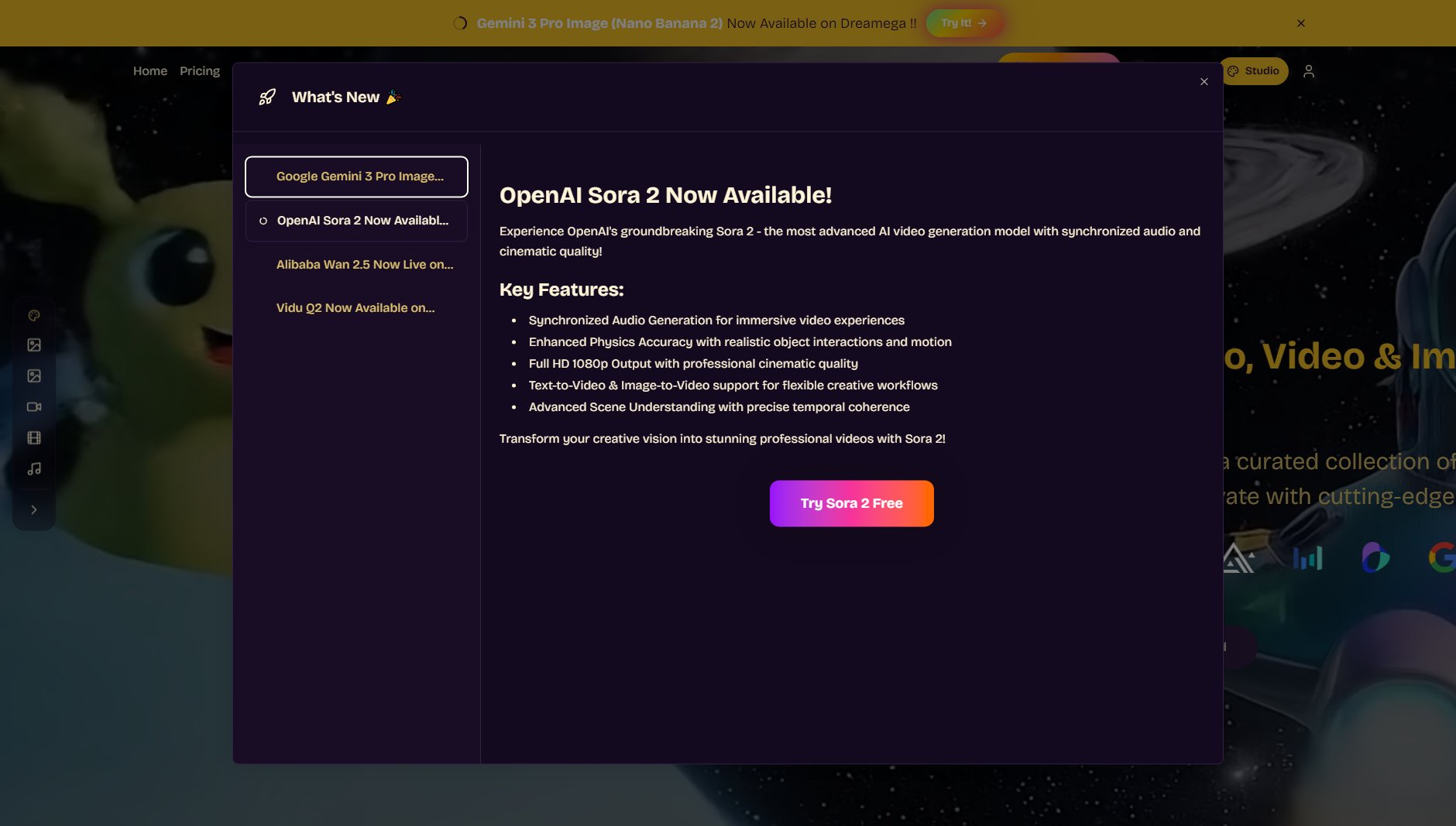 Dreamega AI Dreamega AI Interface & Screenshots
