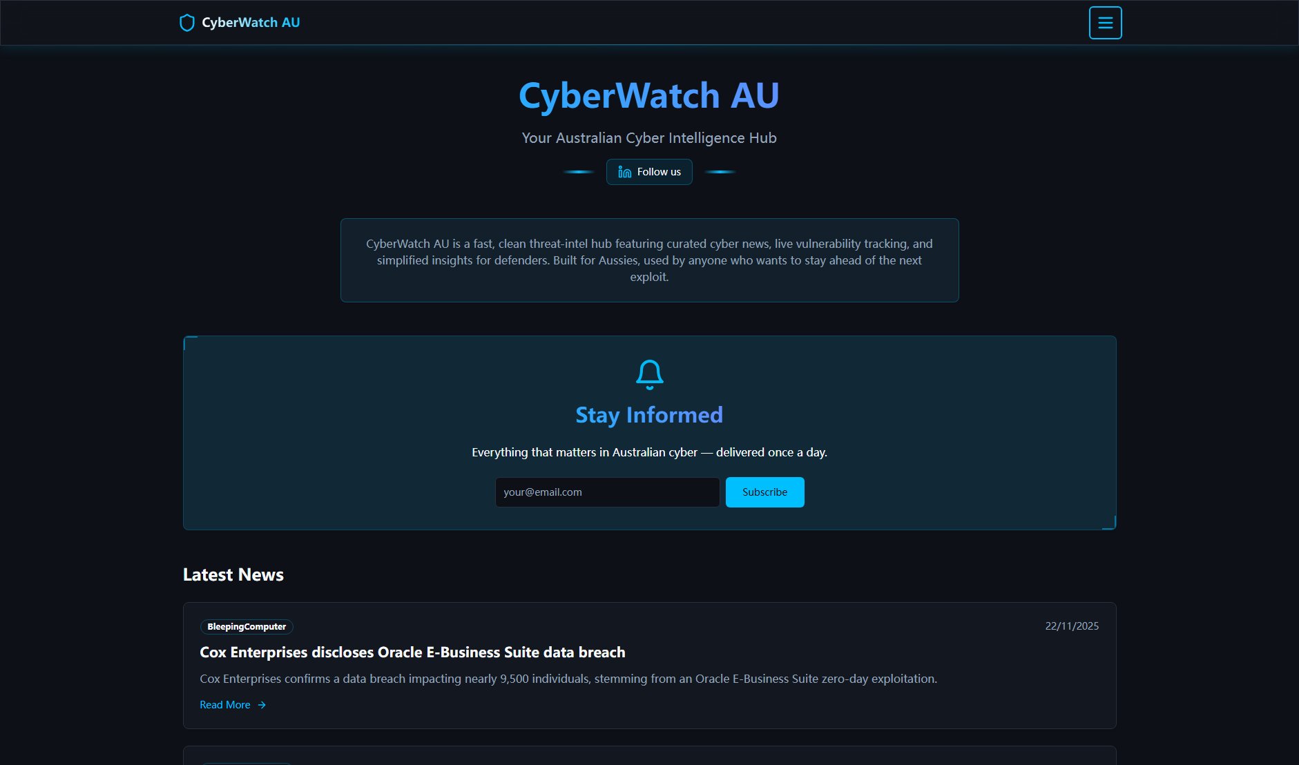 CyberWatch AU CyberWatch AU Interface & Screenshots CyberWatch AU CyberWatch AU Interface & Screenshots