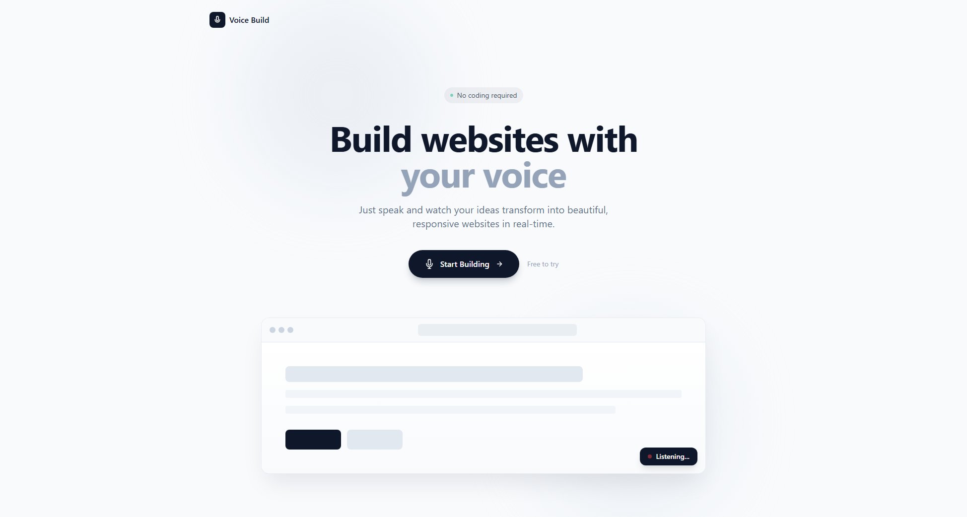 Voice Build Voice Build Interface & Screenshots Voice Build Voice Build Interface & Screenshots