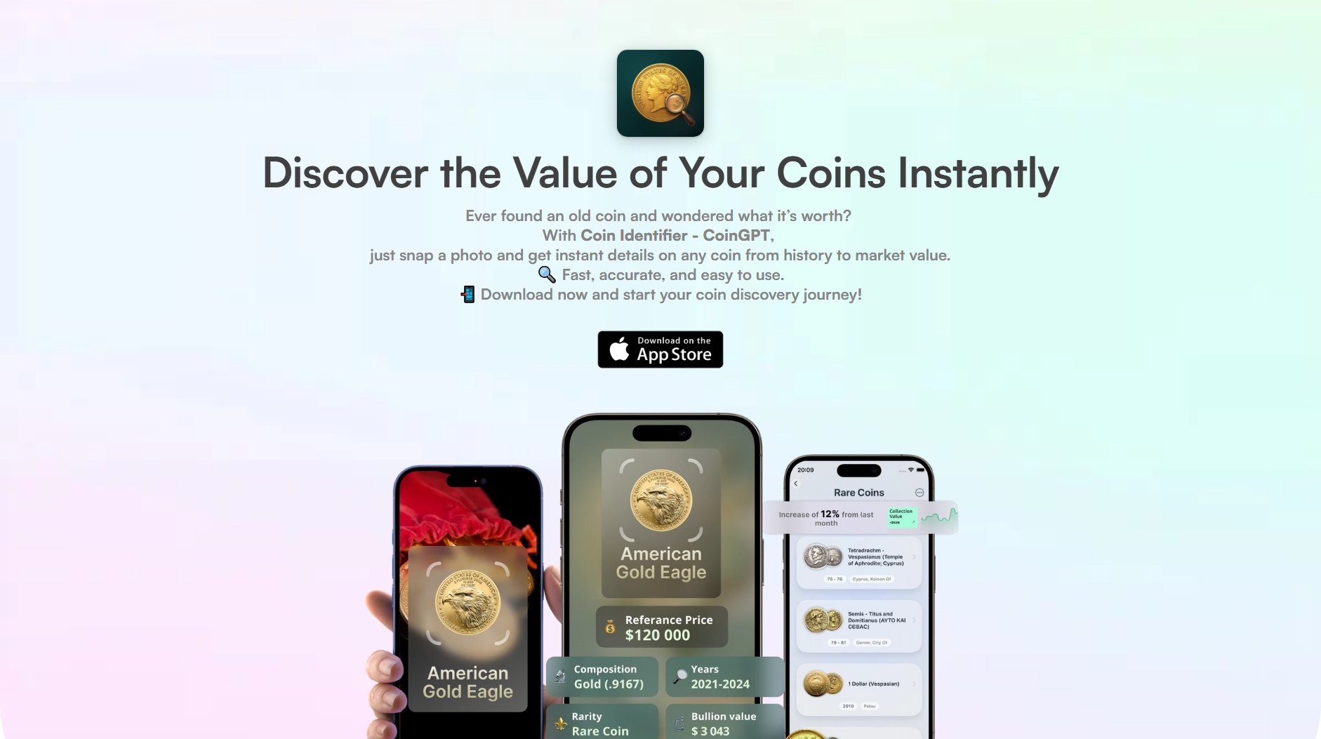 CoinGPT - Free Coin Value Identifier & Rare Coin Scanner App CoinGPT - Free Coin Value Identifier & Rare Coin Scanner App Interface & Screenshots