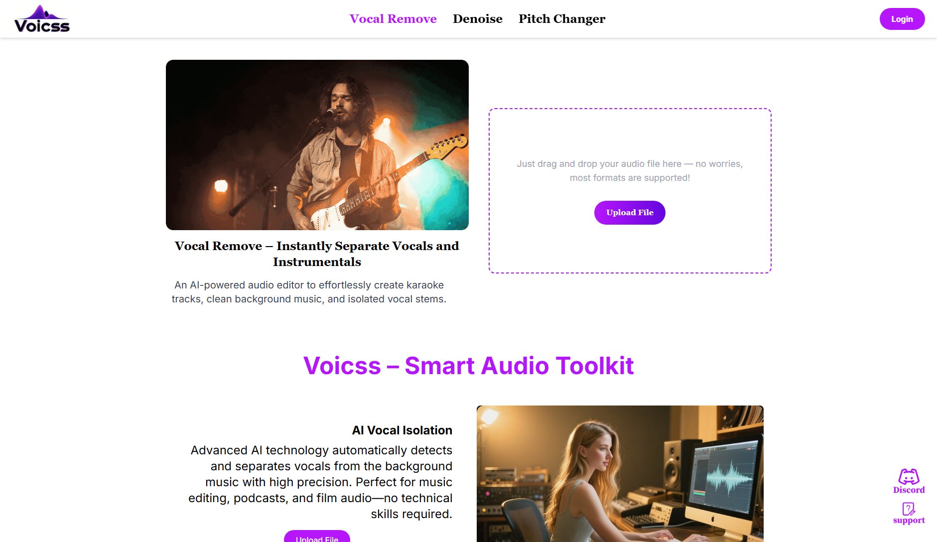 Voicss-AI Vocal Remover & Make Karaoke Tracks Instantly Online Screenshot