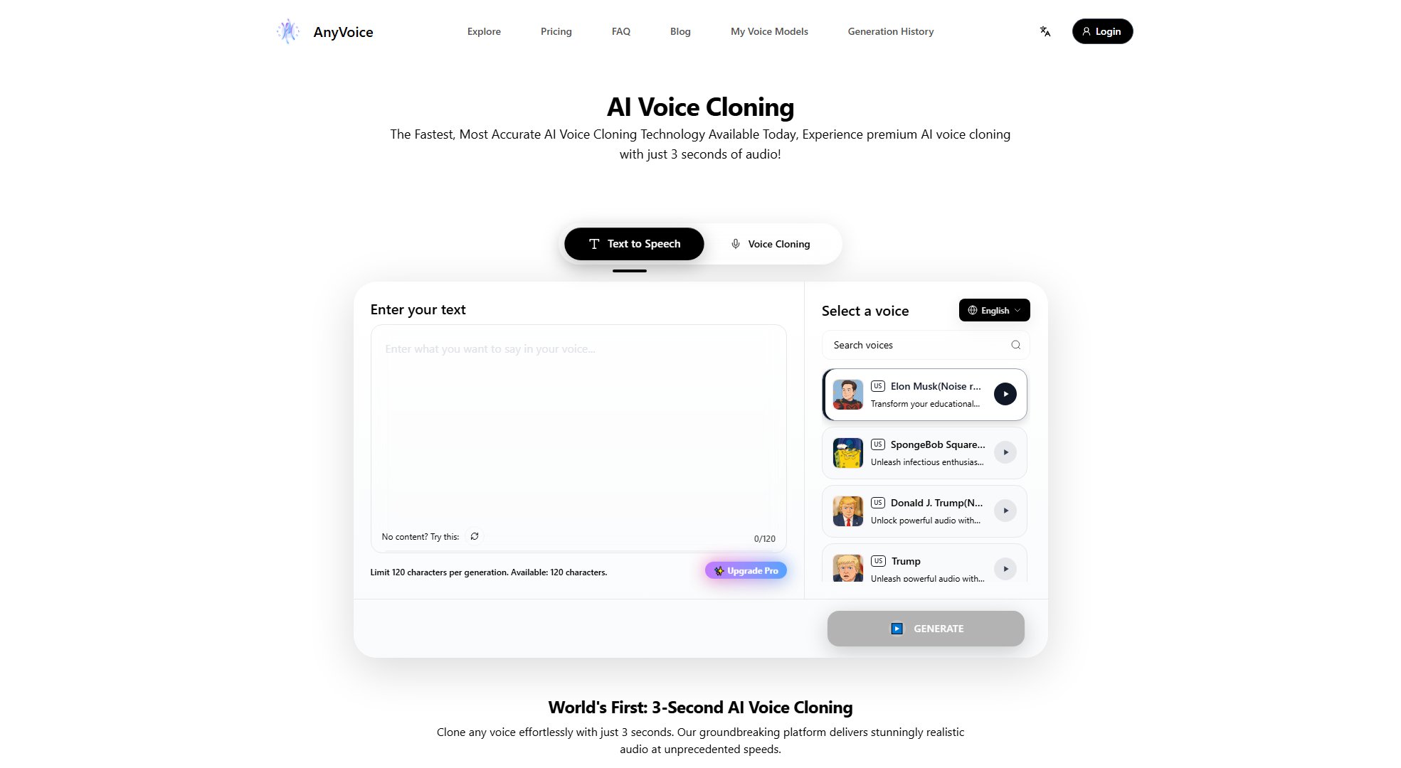 AI Voice Cloning AI Voice Cloning Interface & Screenshots