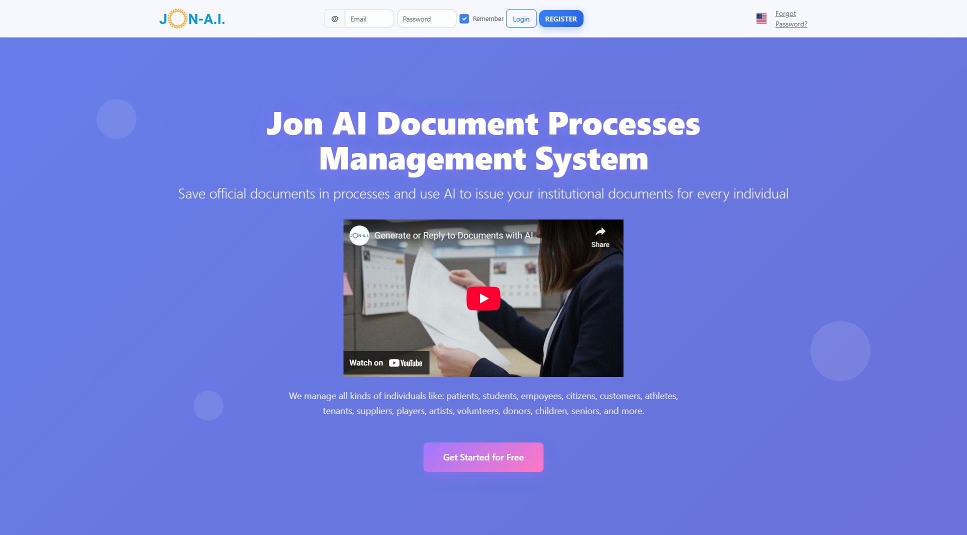 Jon AI Document Processes Management System Jon AI Document Processes Management System Interface & Screenshots
