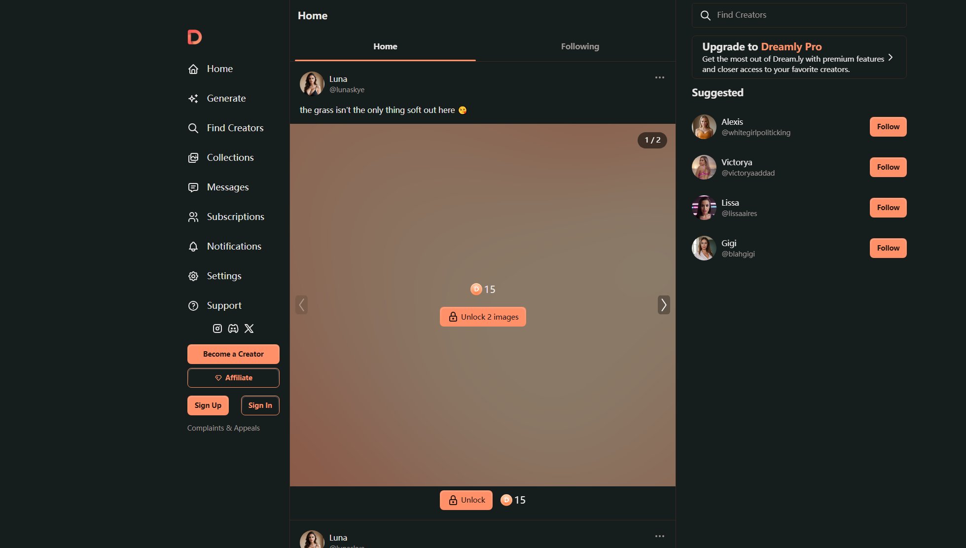 Dreamly Dreamly Interface & Screenshots