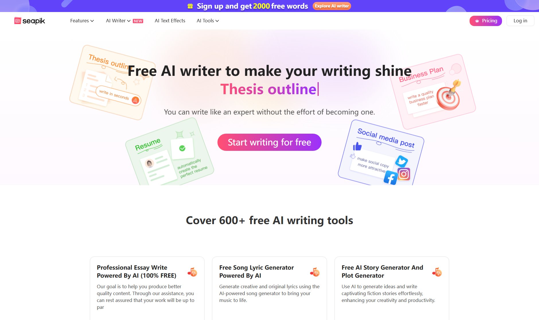 Seapik AI Writer Screenshot
