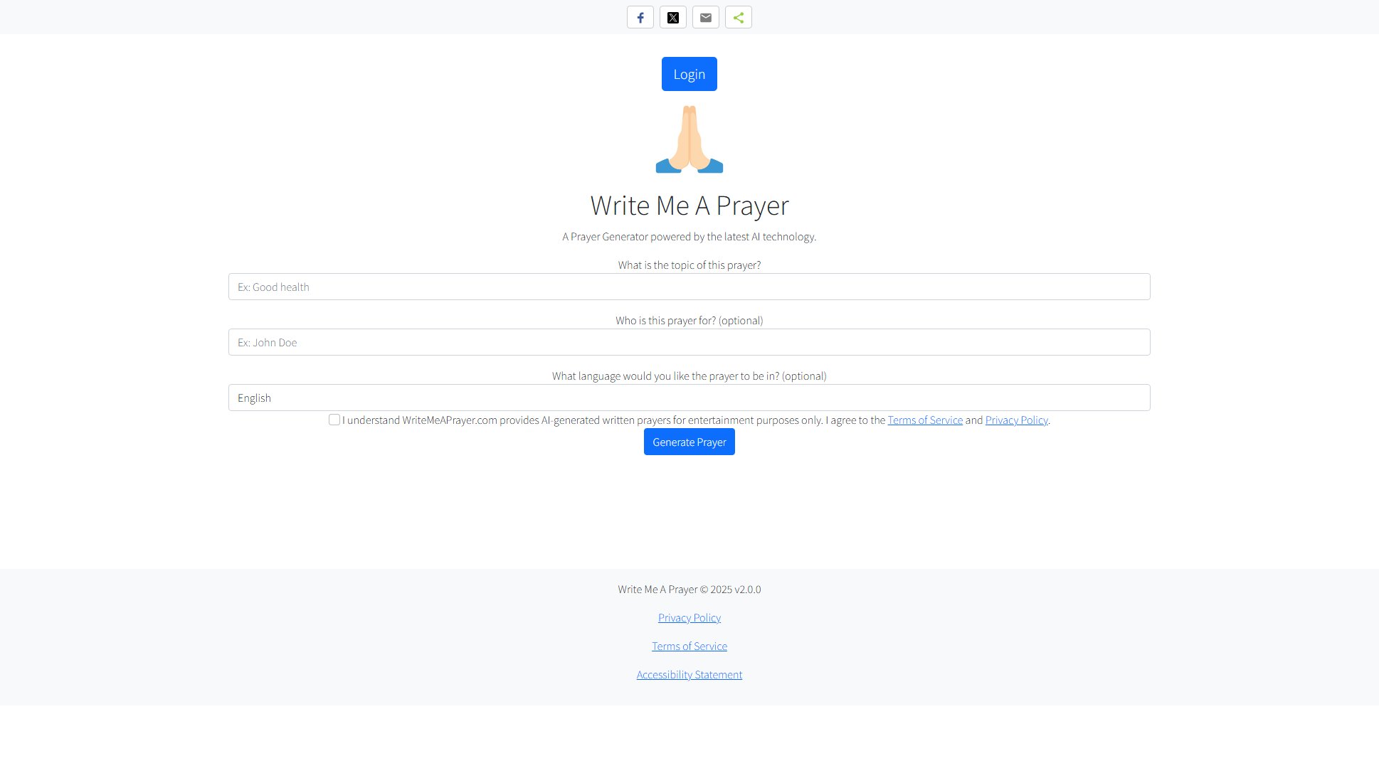 Write Me A Prayer Write Me A Prayer Interface & Screenshots
