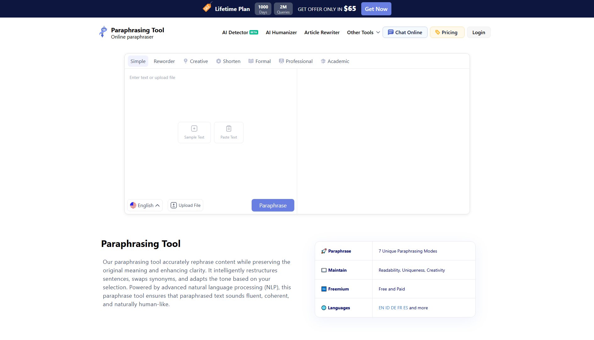 Paraphrasing Tool - Word Paraphraser Paraphrasing Tool - Word Paraphraser Interface & Screenshots