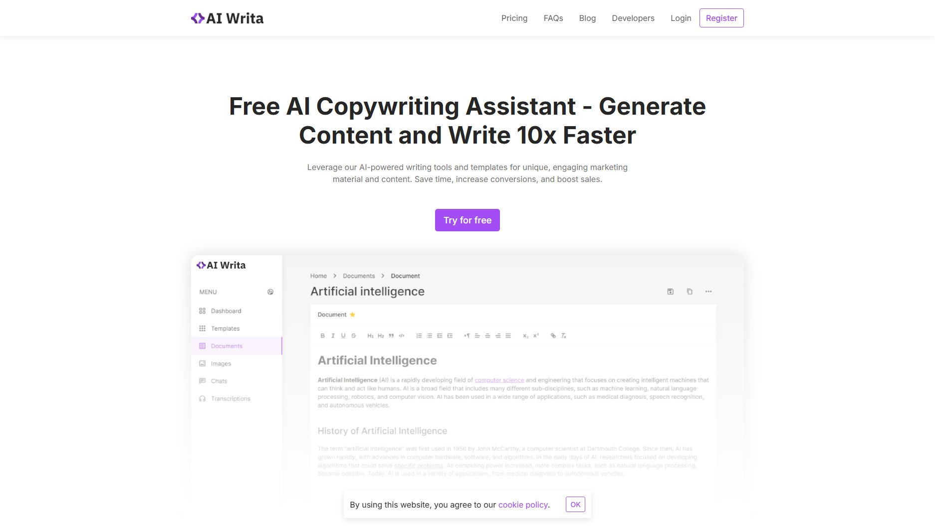 AI Writa AI Writa Interface & Screenshots