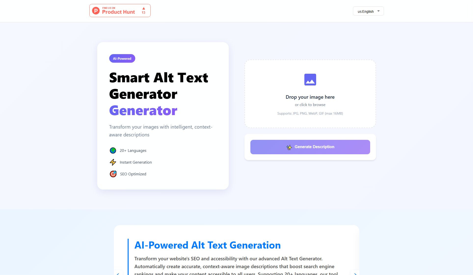 Smart Alt Text Generator Smart Alt Text Generator Interface & Screenshots