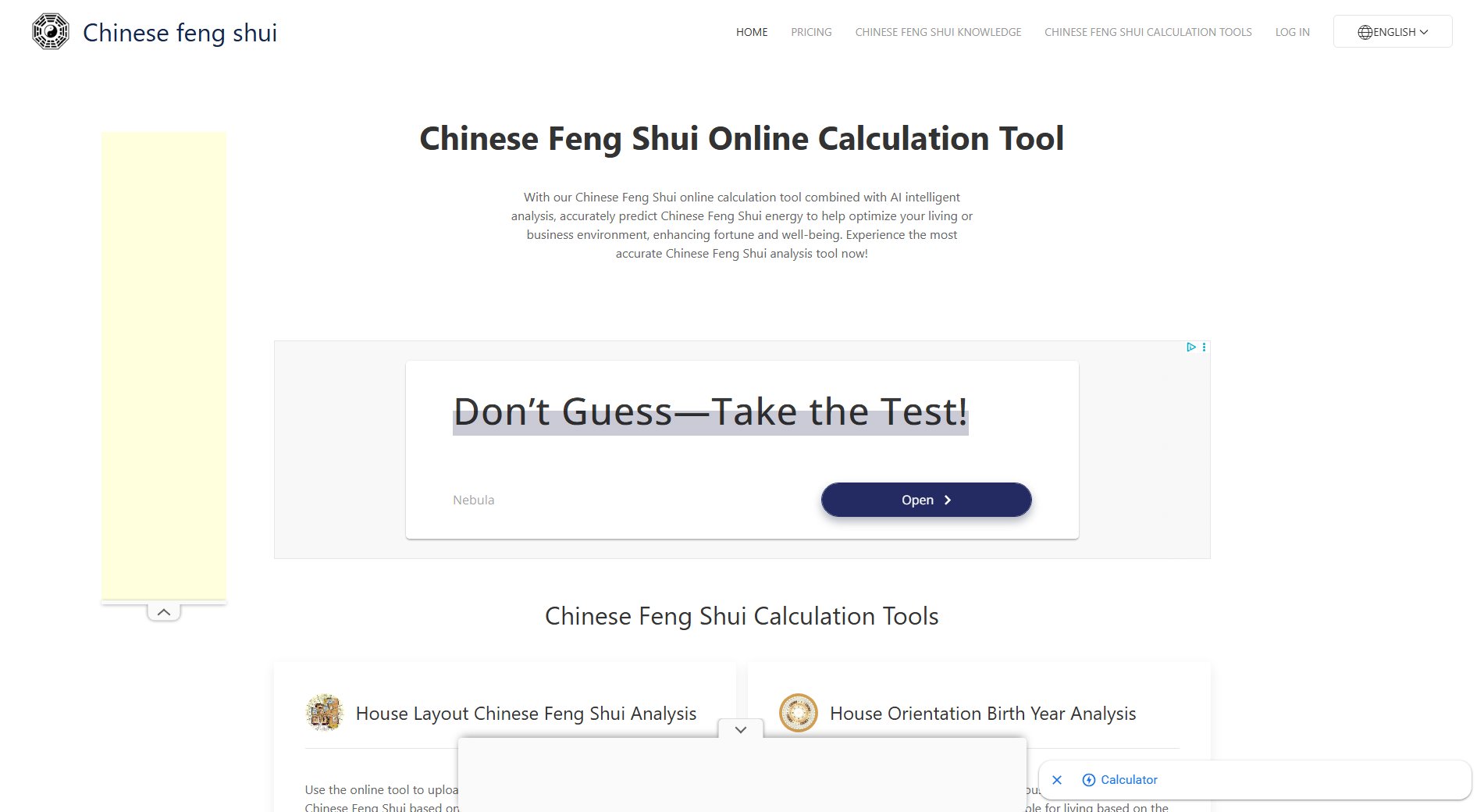 Chinese Feng Shui Online Calculation Tool Chinese Feng Shui Online Calculation Tool Interface & Screenshots