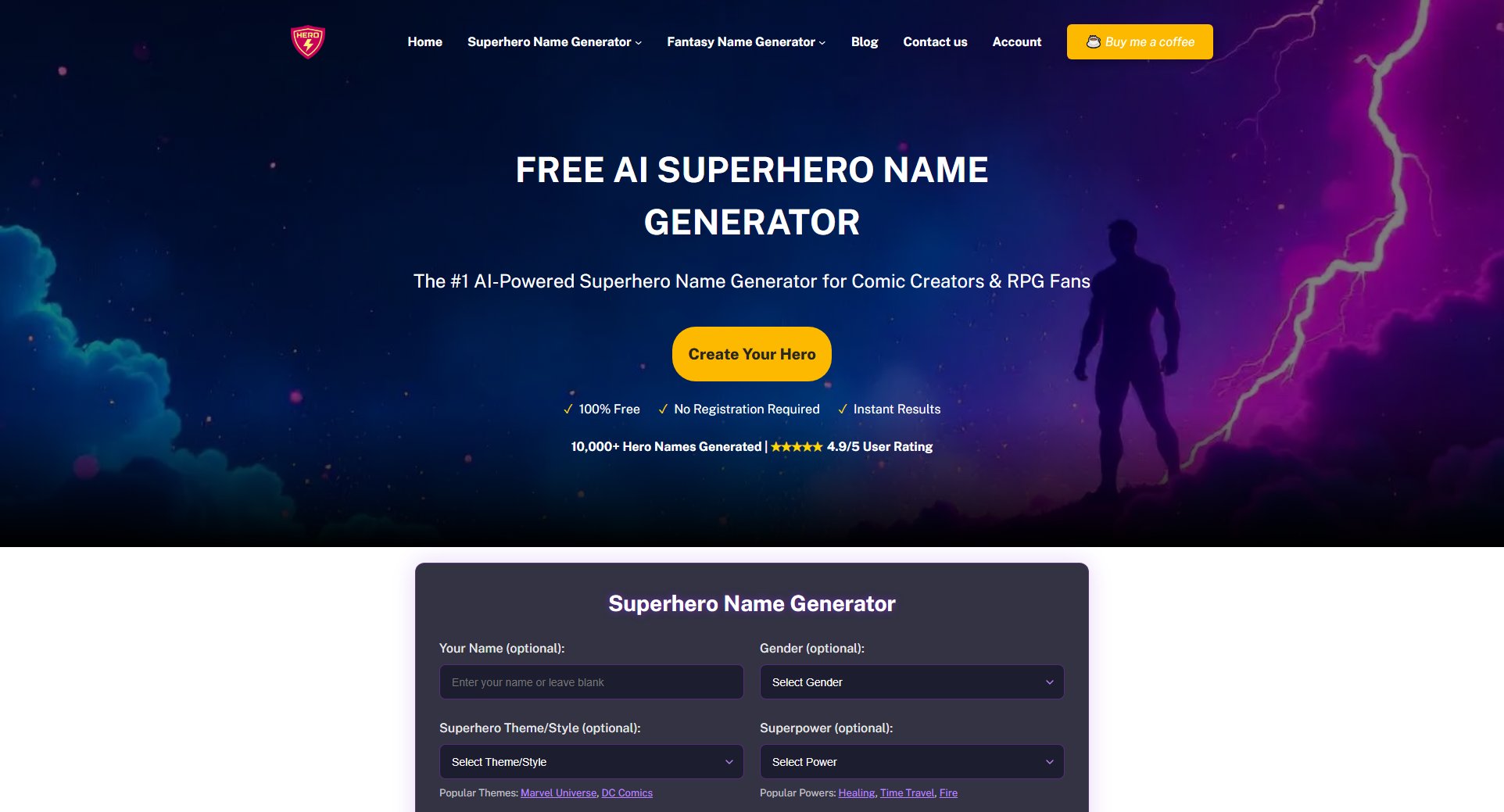 Superhero Name Generator Superhero Name Generator Interface & Screenshots Superhero Name Generator Superhero Name Generator Interface & Screenshots