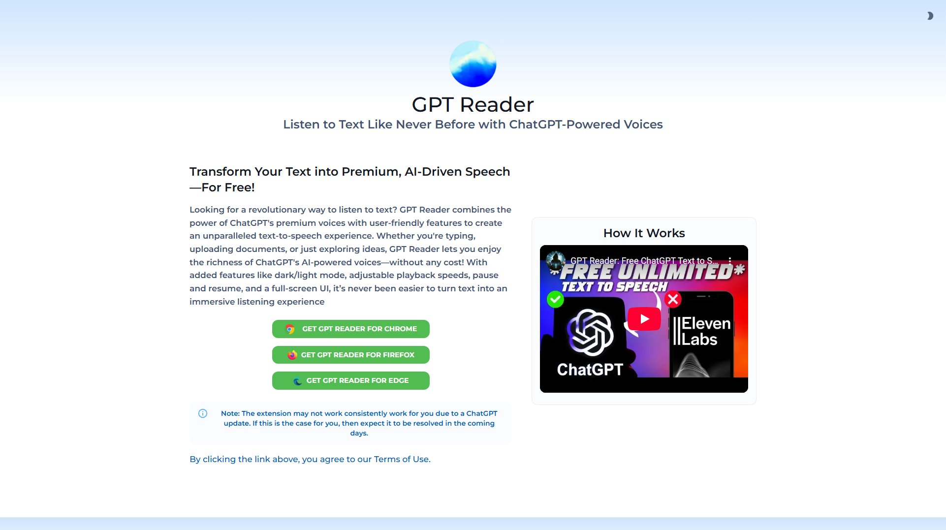 GPT Reader Screenshot