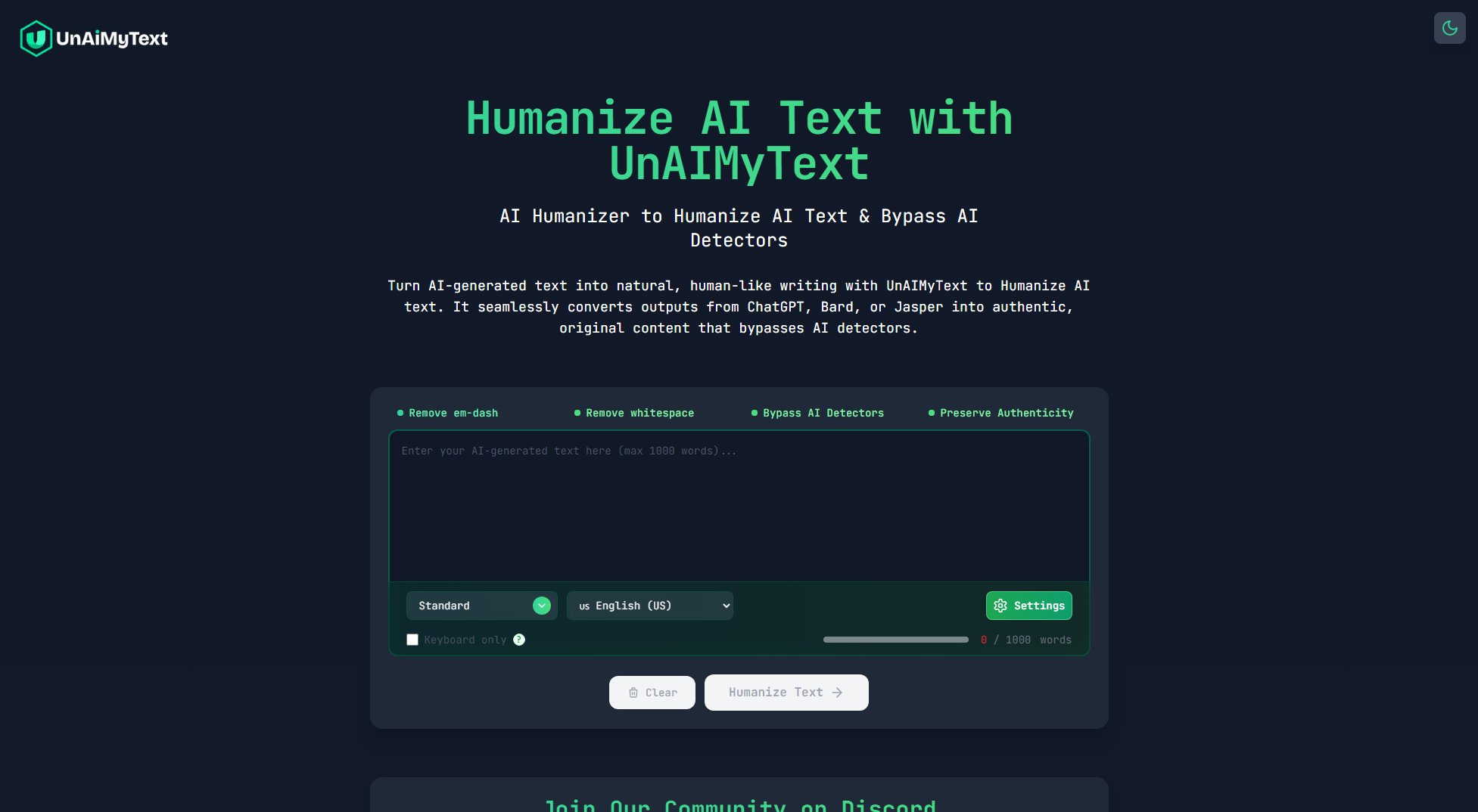 UnAIMyText UnAIMyText Interface & Screenshots UnAIMyText UnAIMyText Interface & Screenshots