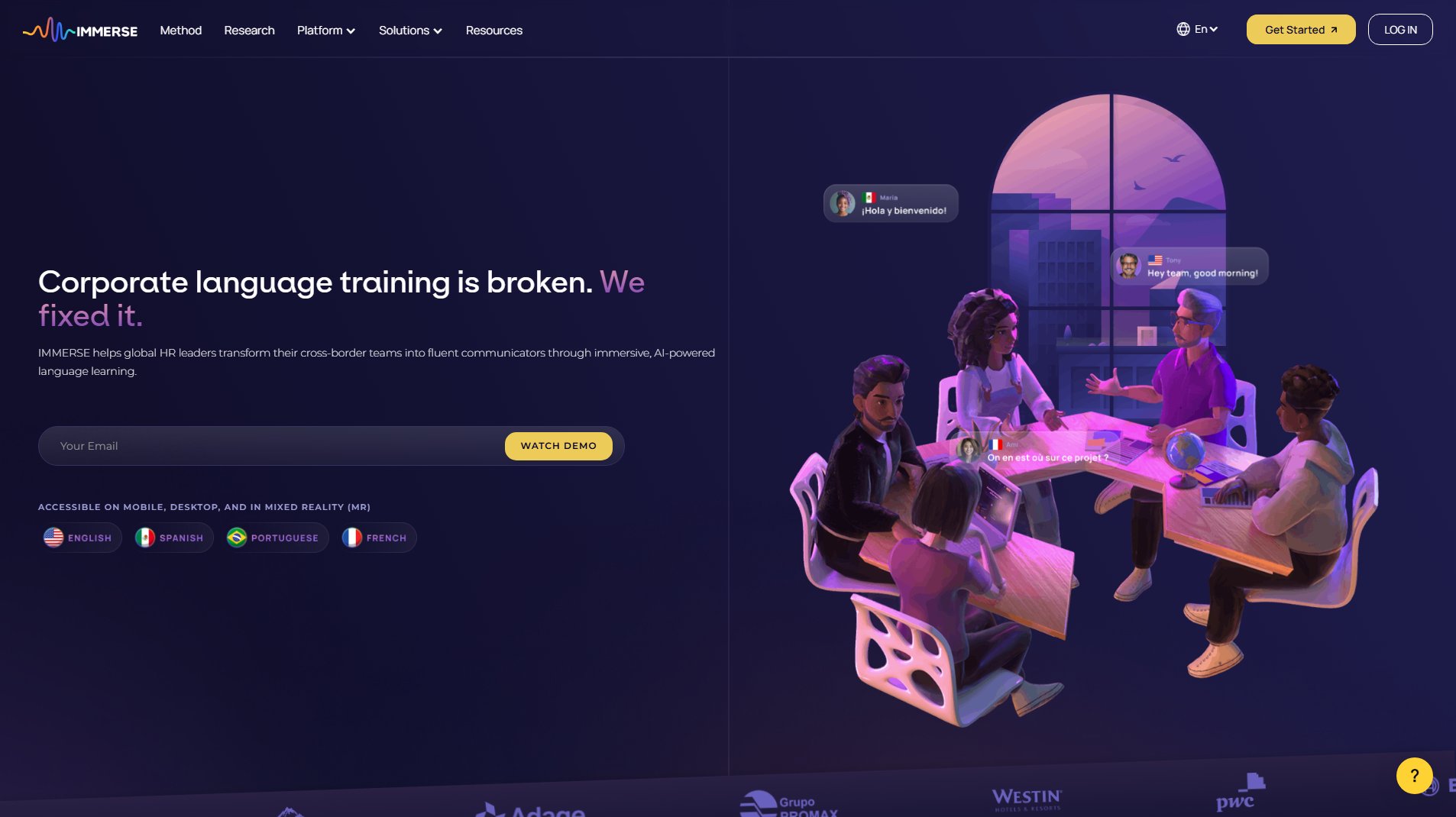 IMMERSE IMMERSE Interface & Screenshots