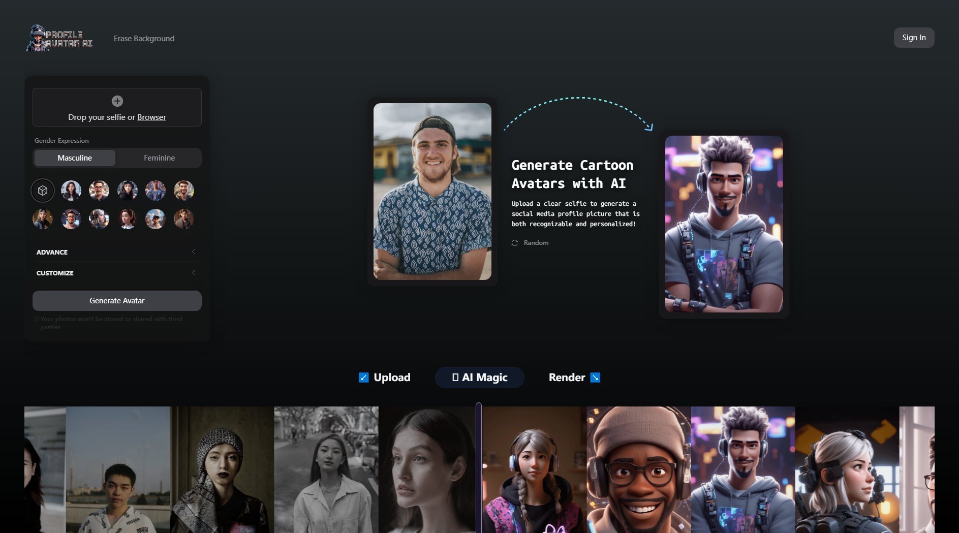 Profile Avatar AI Screenshot Profile Avatar AI Screenshot