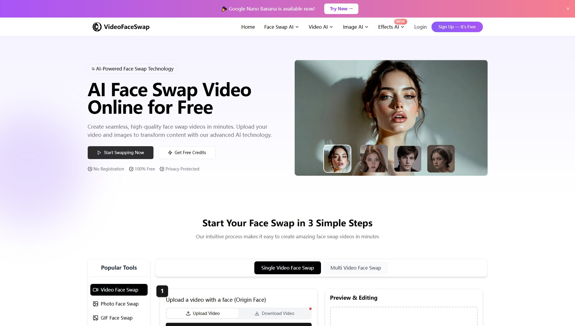 Free Video Face Swap Online with AI(Unlimited) Free Video Face Swap Online with AI(Unlimited) Interface & Screenshots