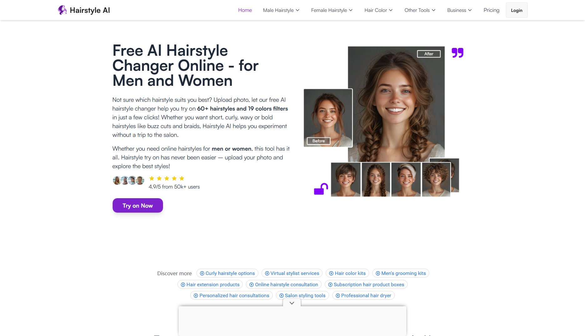AI Hairstyle Changer AI Hairstyle Changer Interface & Screenshots