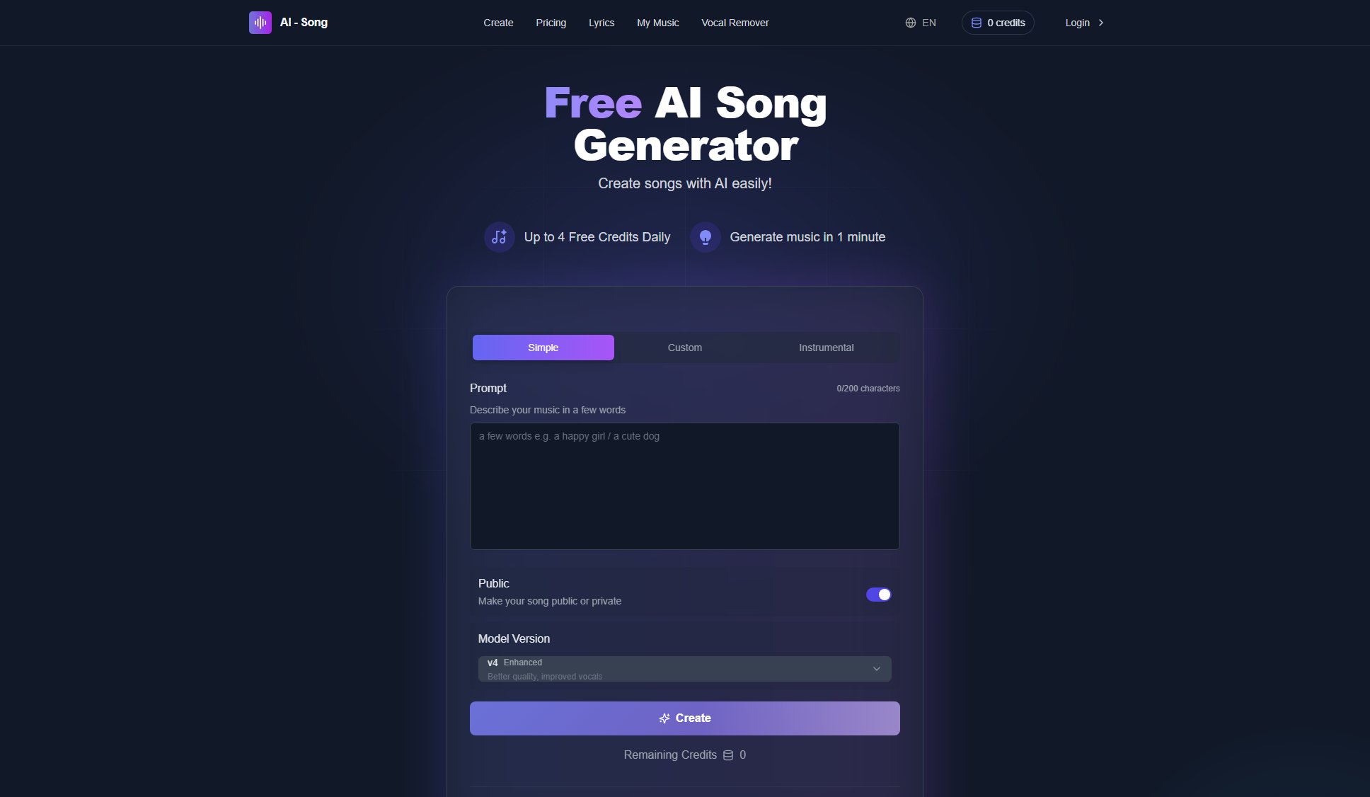 AI Song Generator AI Song Generator Interface & Screenshots