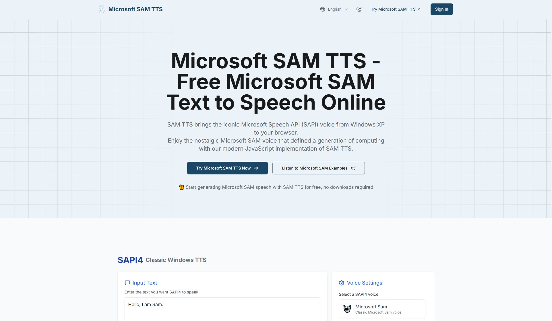 Microsoft SAM TTS Screenshot