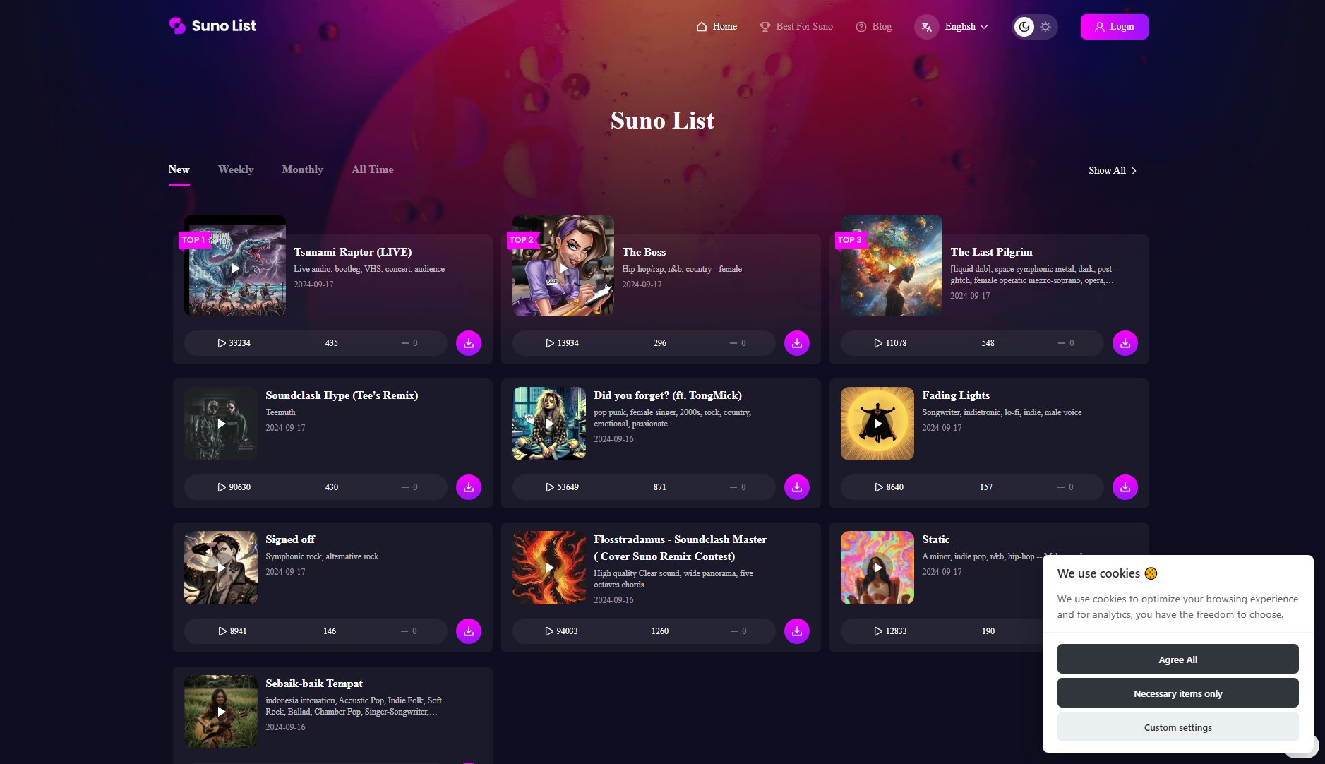 Suno List Suno List Interface & Screenshots Suno List Suno List Interface & Screenshots
