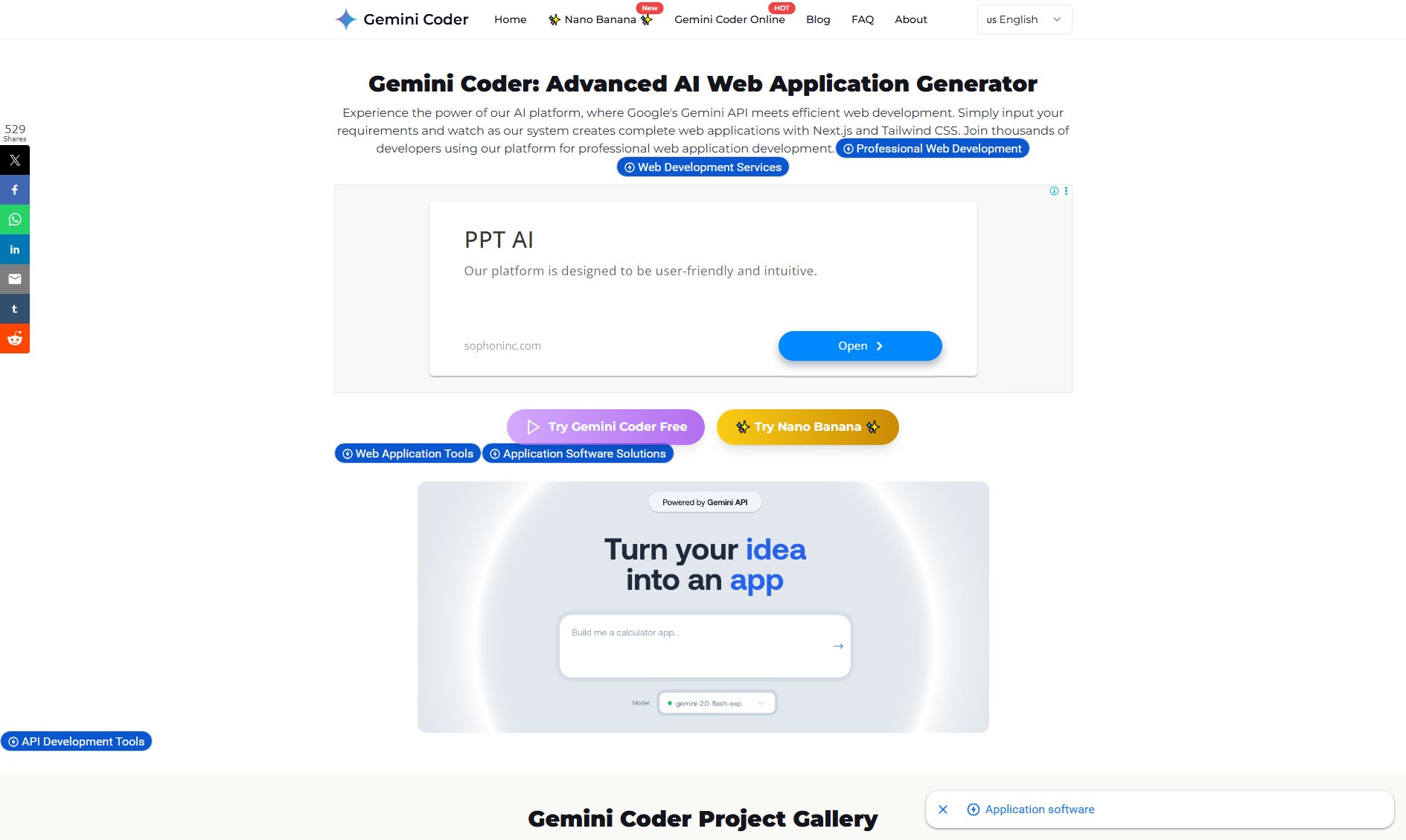 Gemini Coder Gemini Coder Interface & Screenshots Gemini Coder Gemini Coder Interface & Screenshots