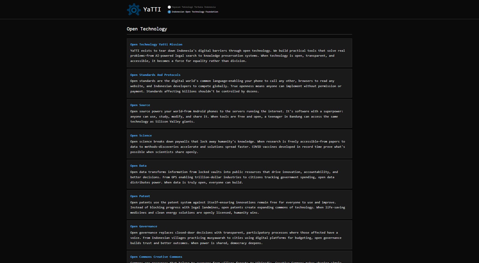 YaTTI - Indonesian Open Technology Foundation YaTTI - Indonesian Open Technology Foundation Interface & Screenshots