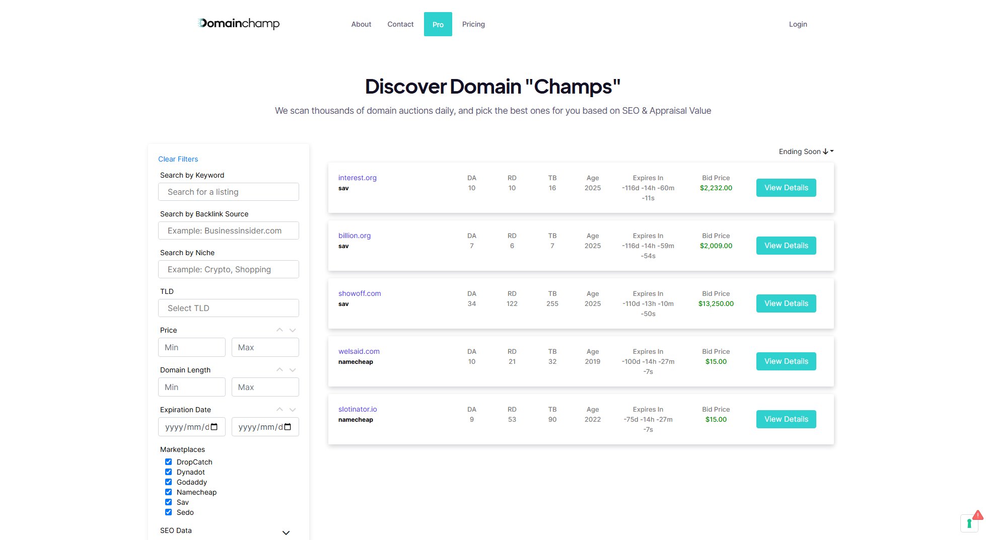 Domainchamp Screenshot