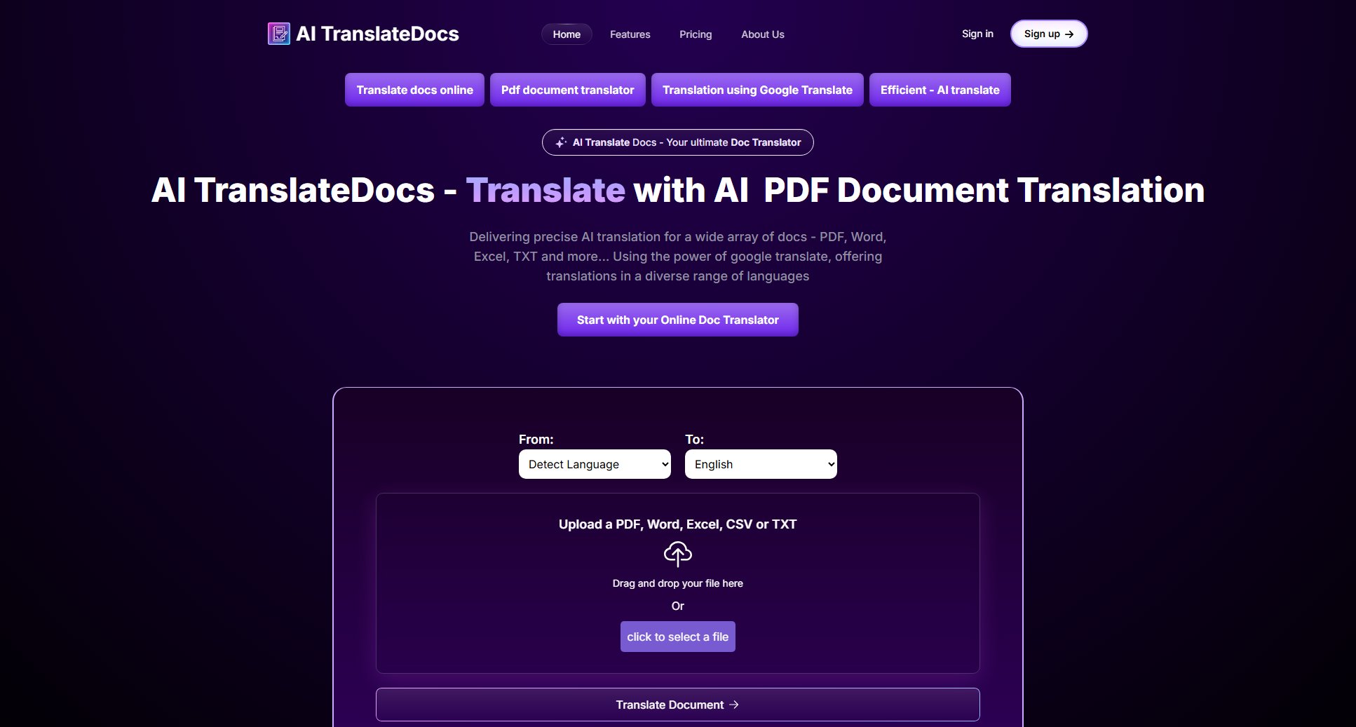 AI TranslateDocs AI TranslateDocs Interface & Screenshots AI TranslateDocs AI TranslateDocs Interface & Screenshots