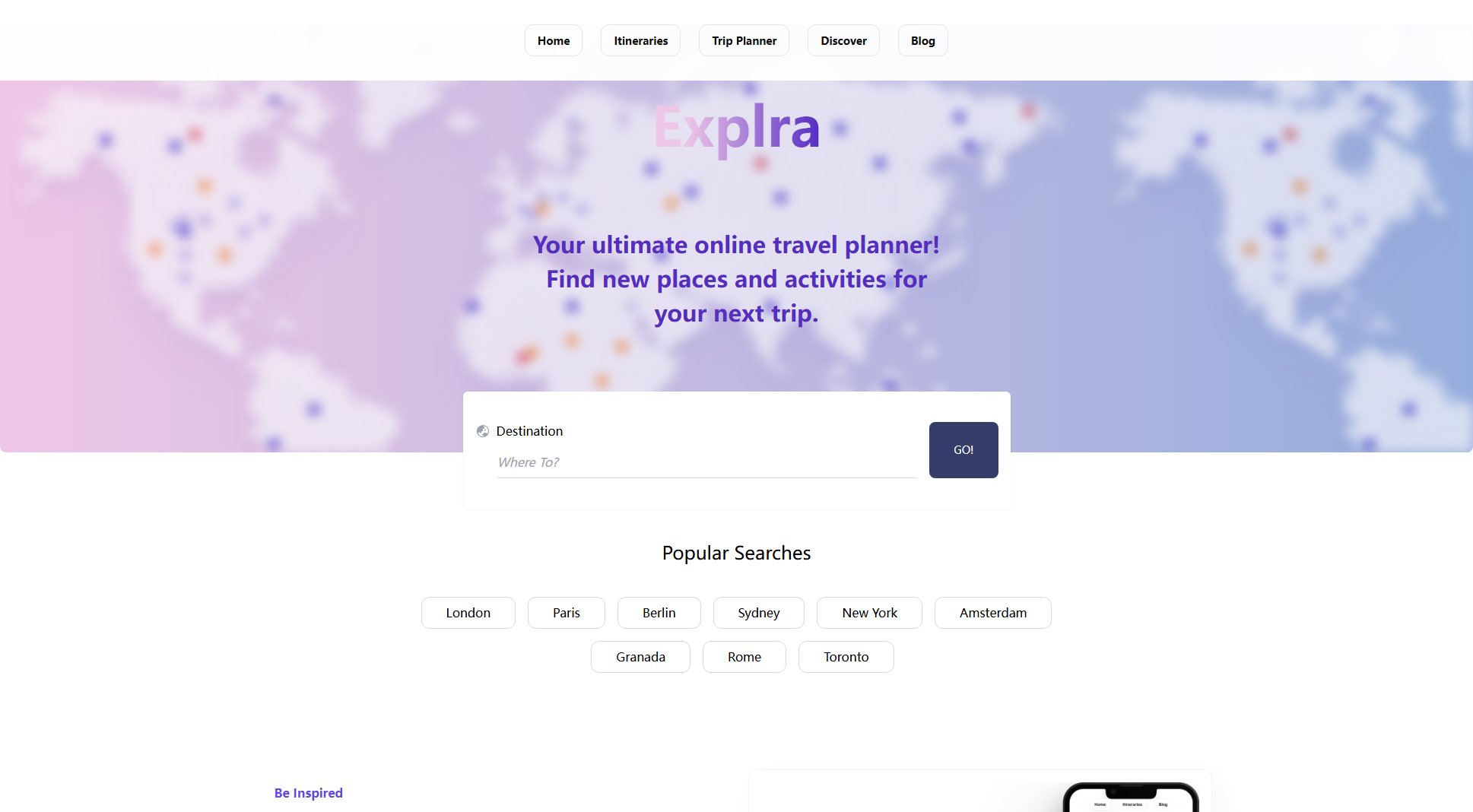 Explra Explra Interface & Screenshots